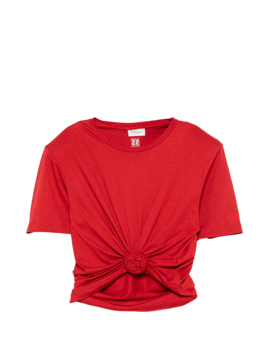 rosette-detail cropped T-shirt