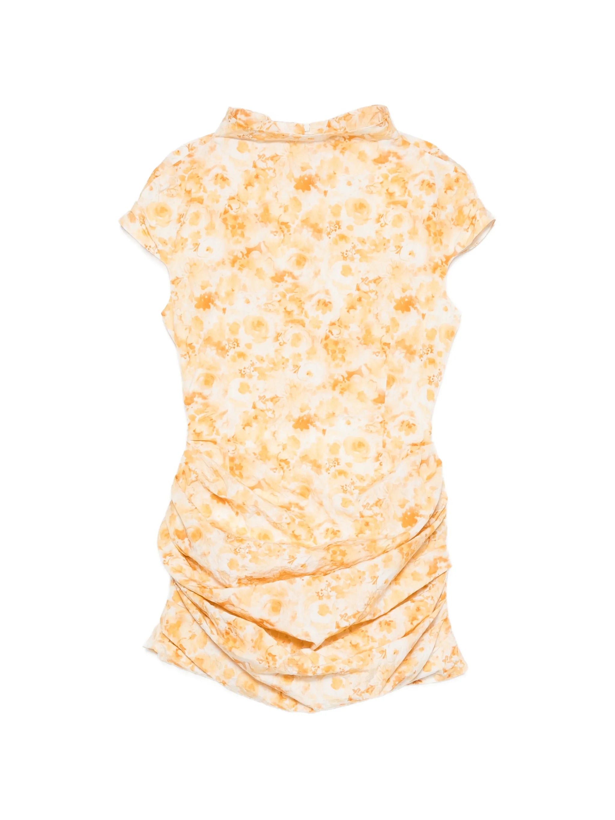 floral-print ruched mini dress