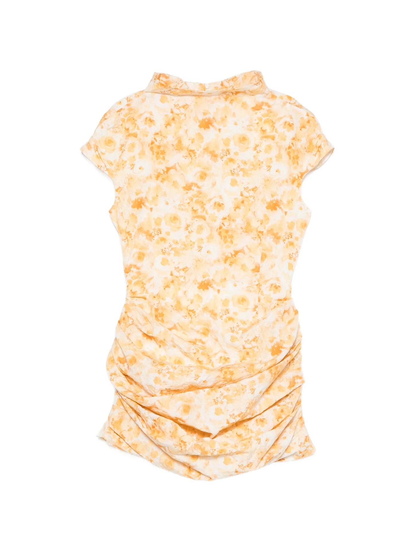 floral-print ruched mini dress