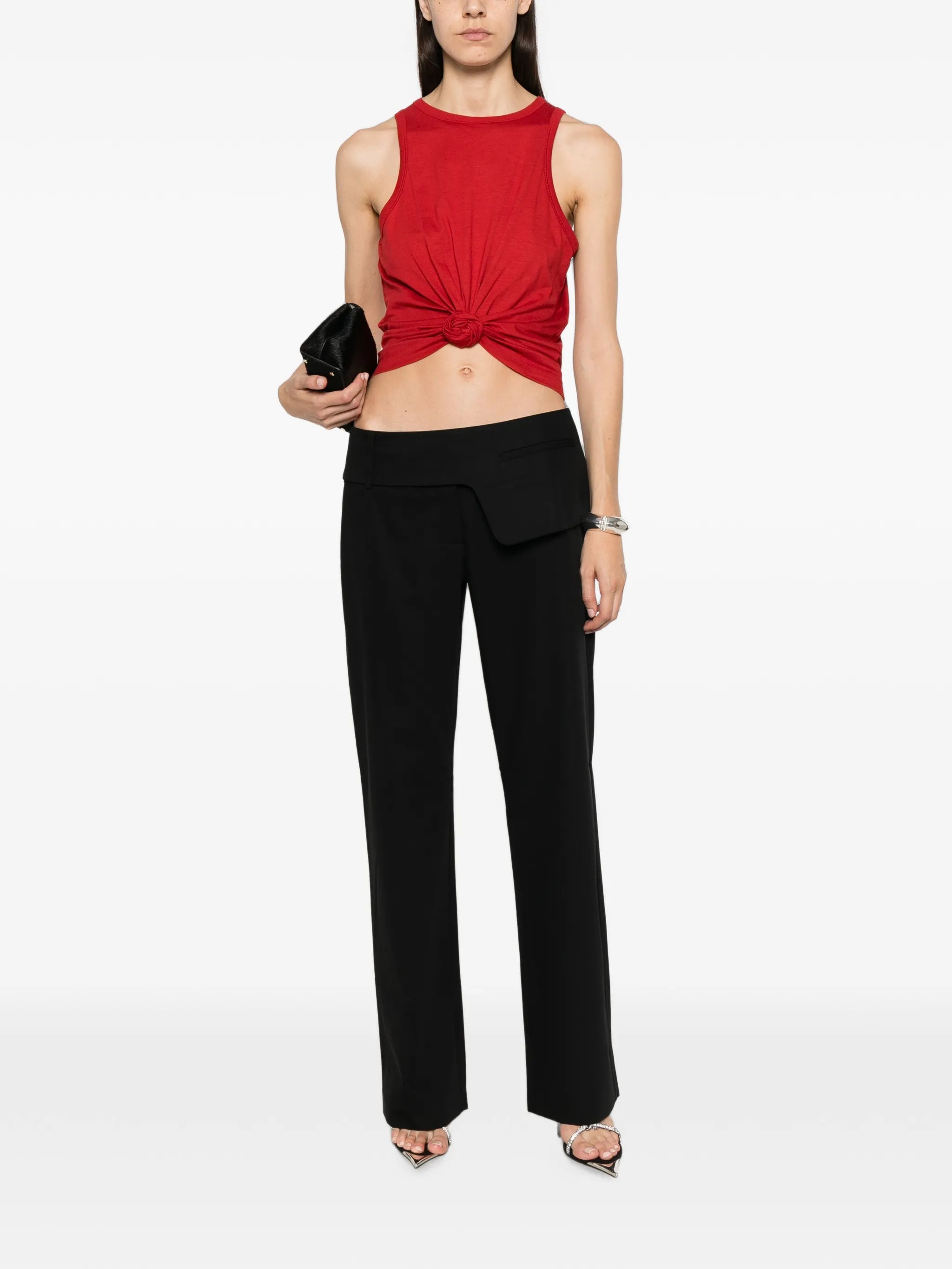 rosette-detail cropped top