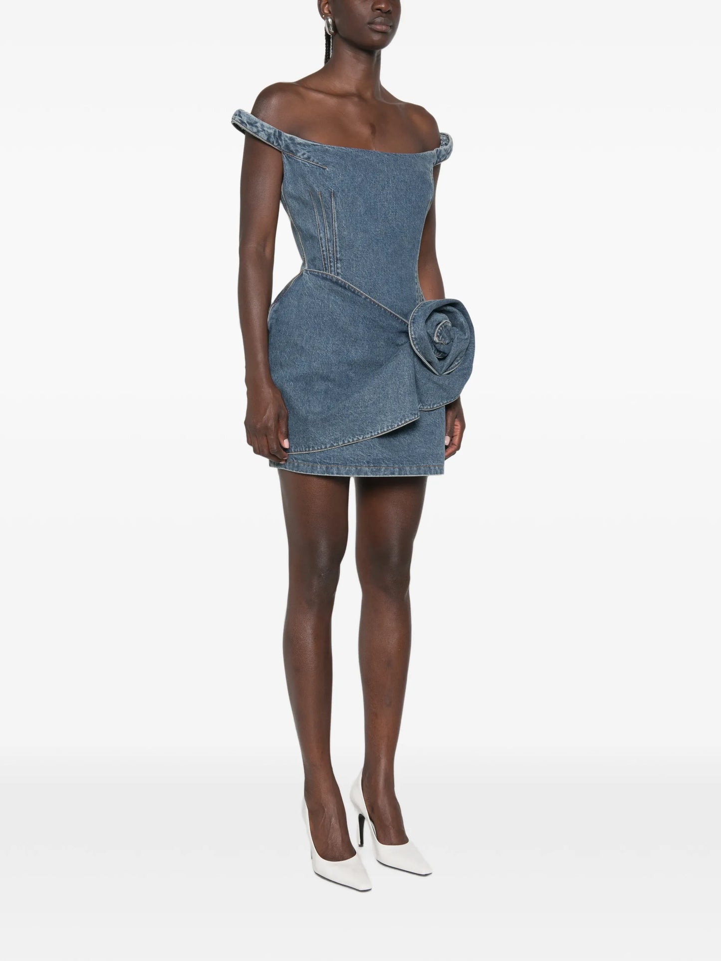 floral-detail off-the-shoulder mini dress