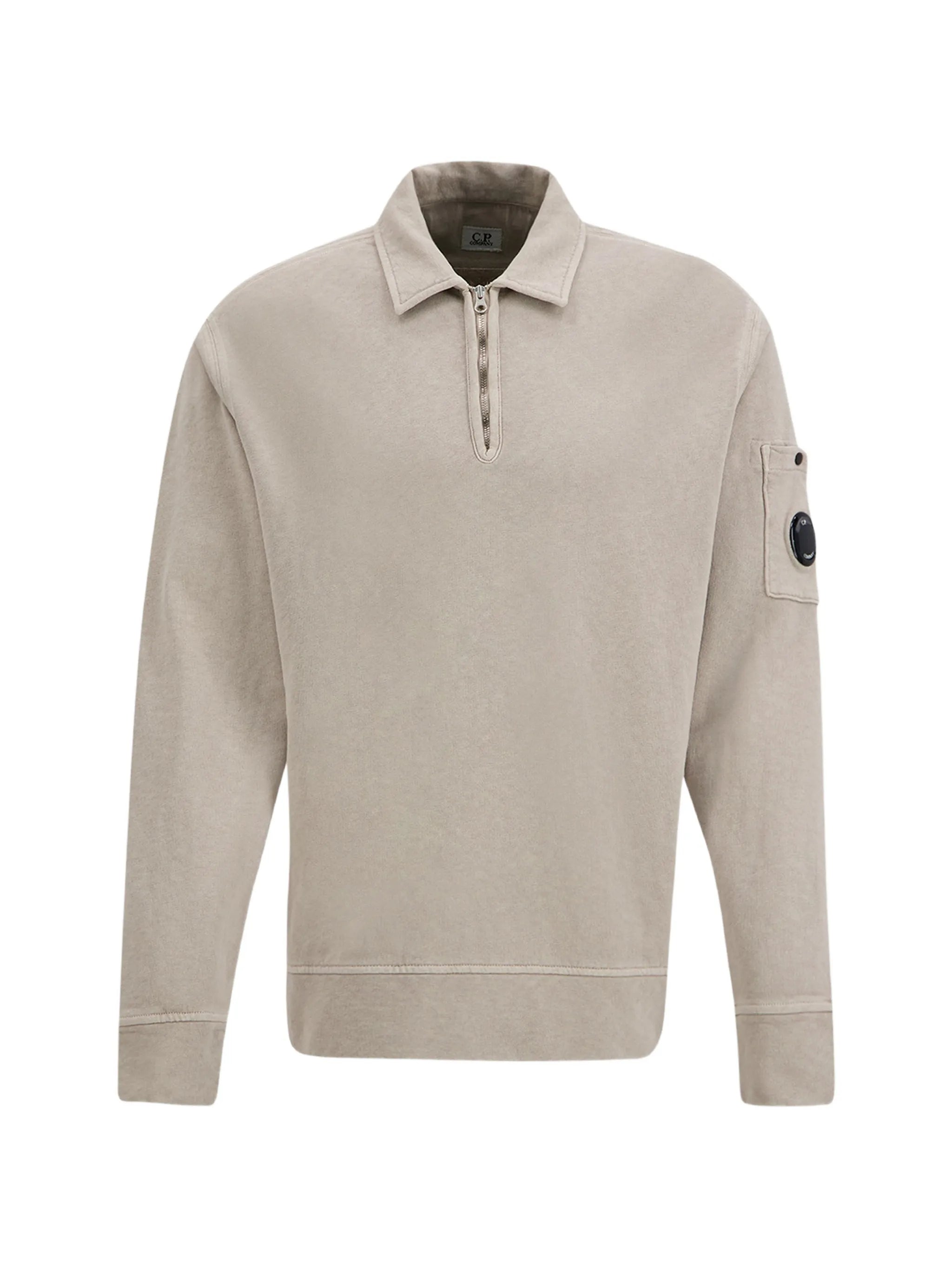 sleeve-pocket zipped polo shirt