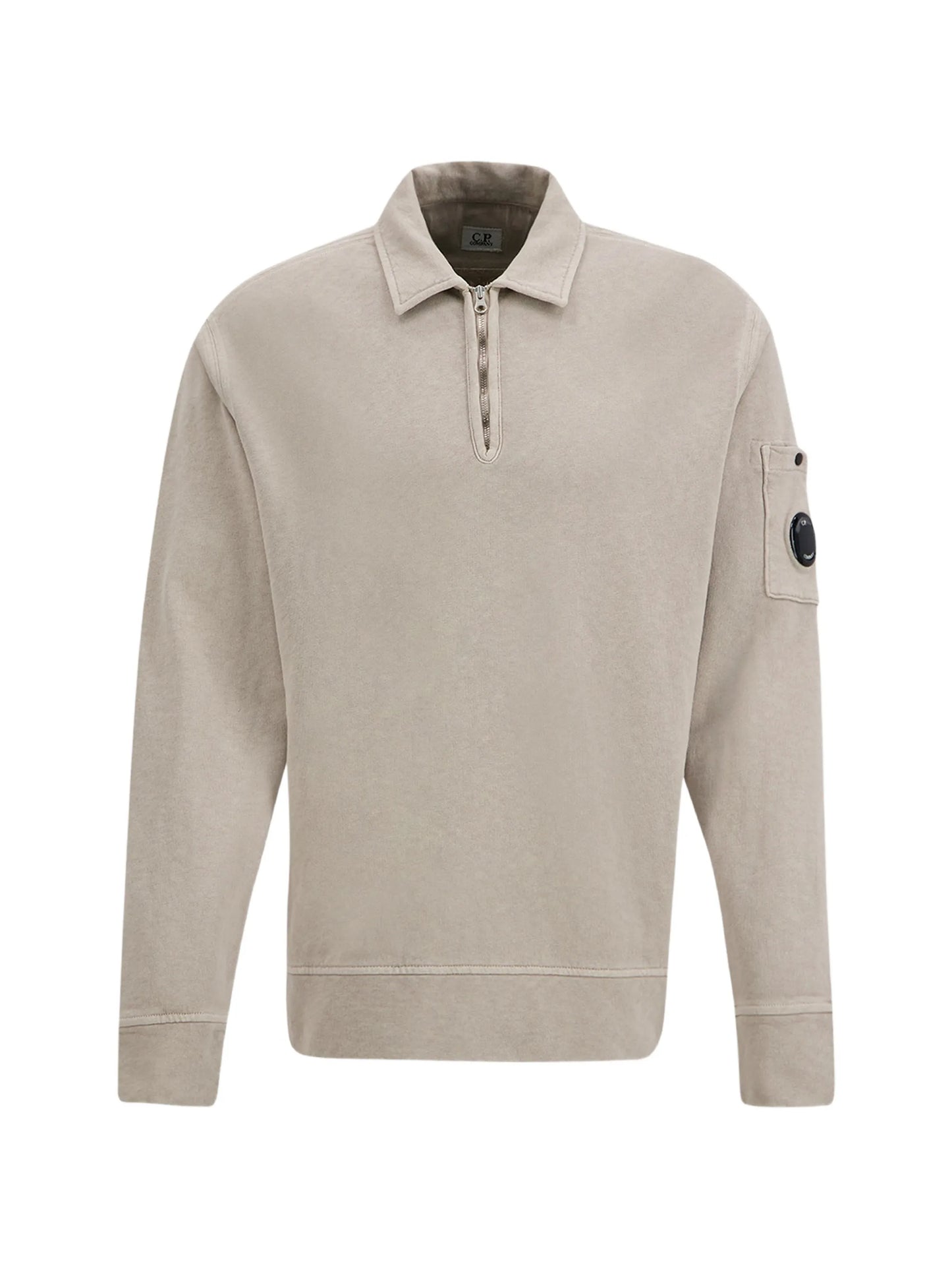 sleeve-pocket zipped polo shirt
