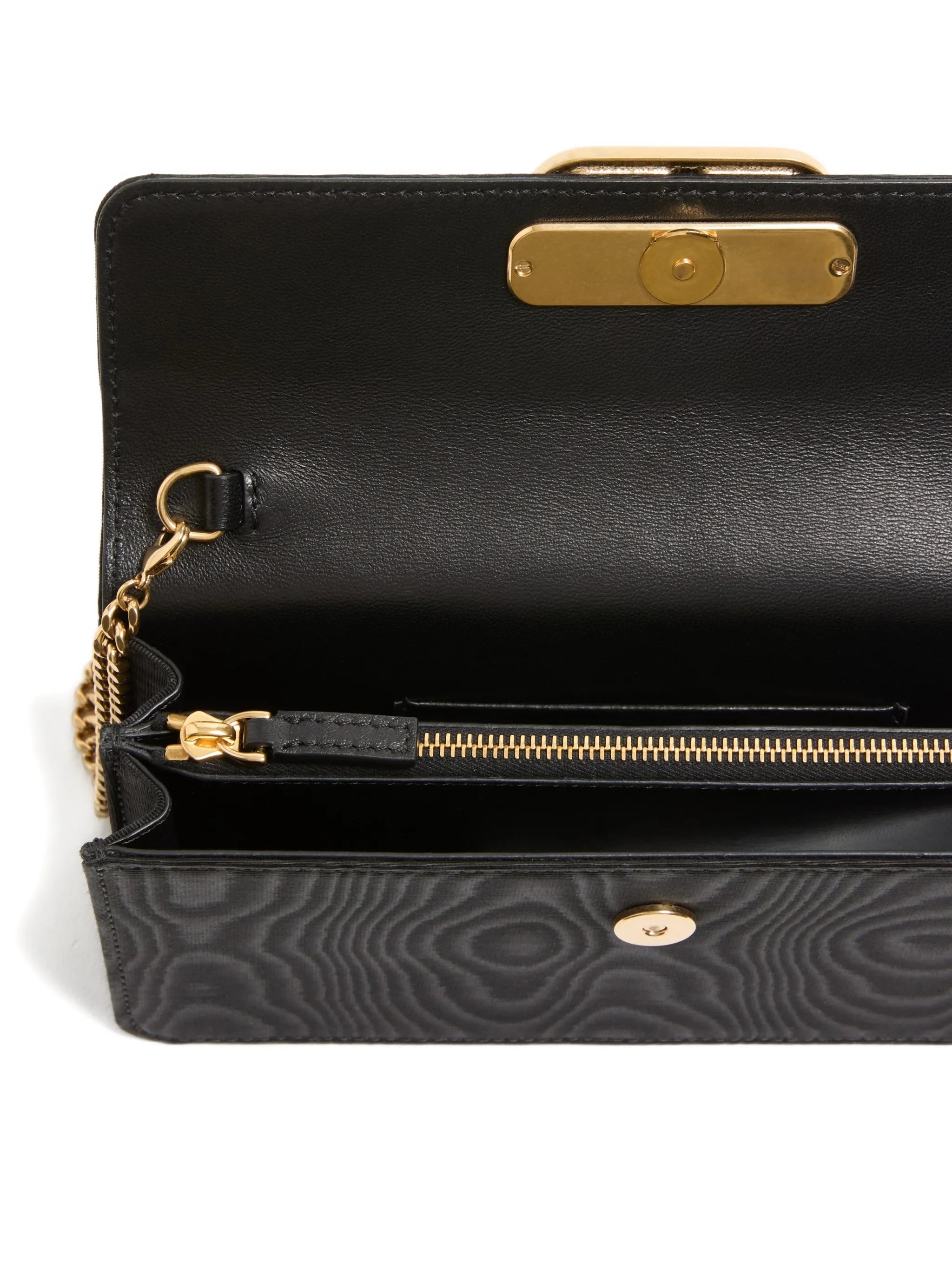 VLogo Signature chain wallet in moiré fabric with jewel logo