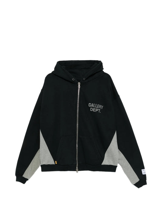 contrast-panel zip hoodie