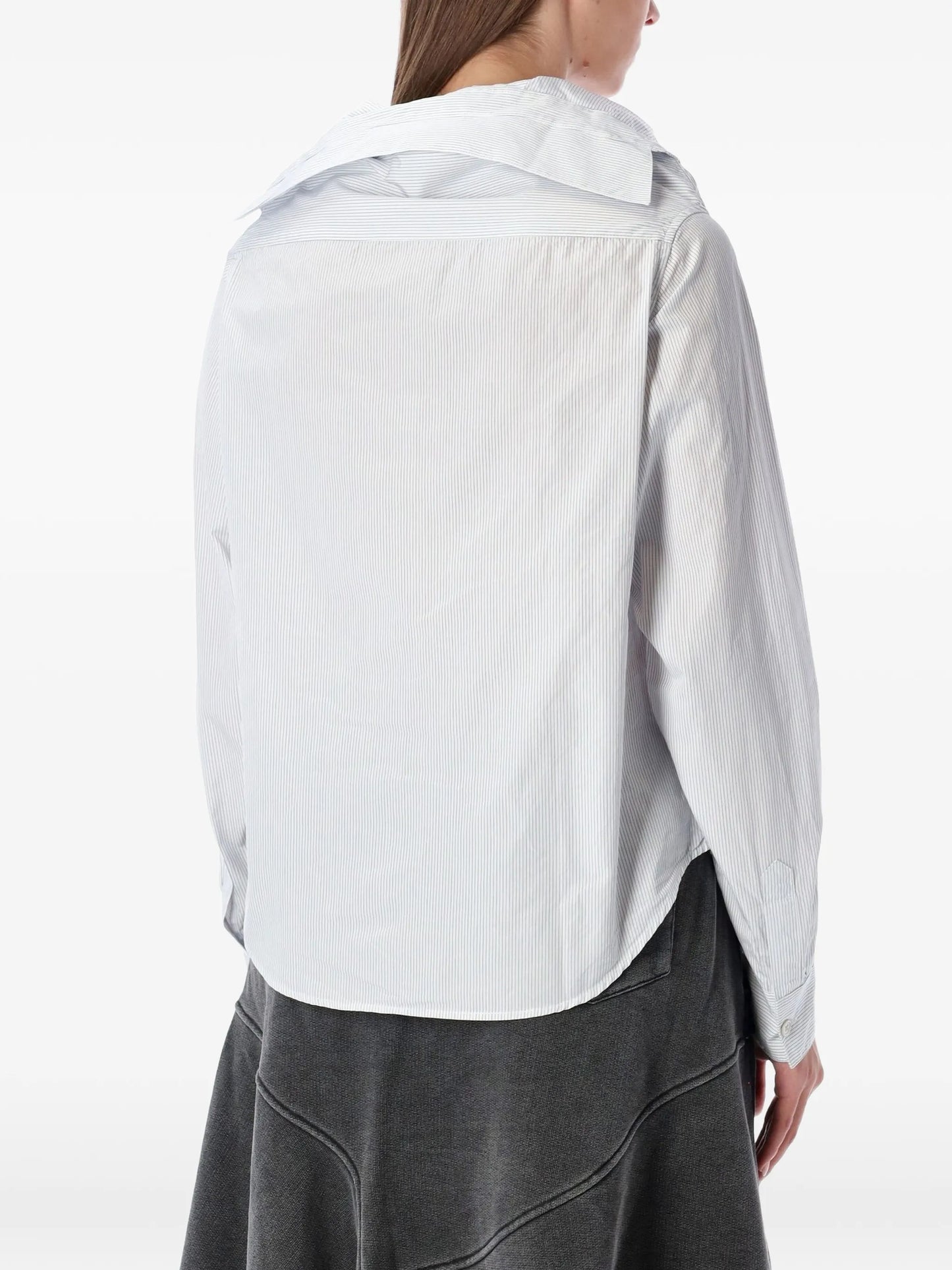 striped collapsed-collar shirt