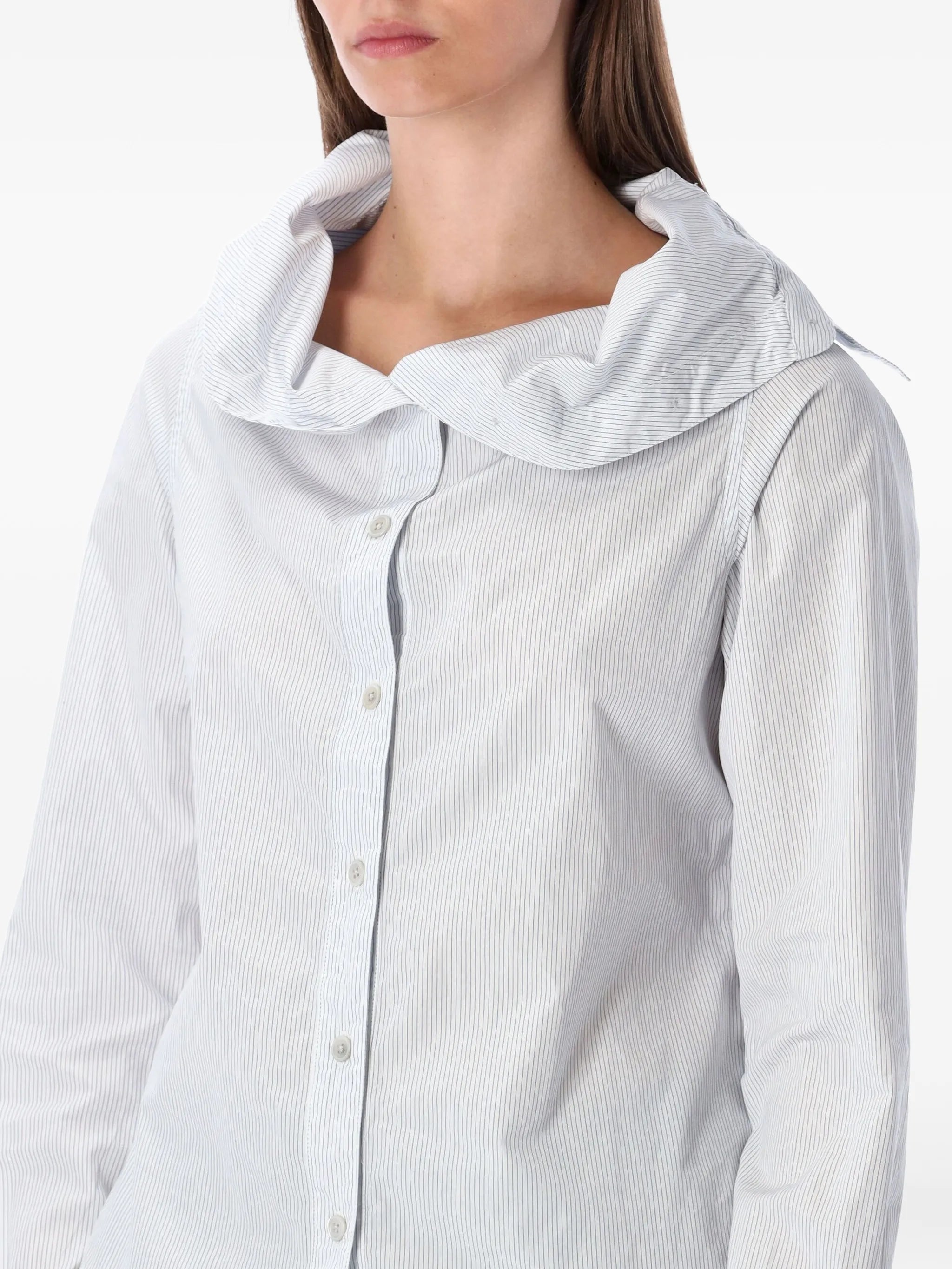 striped collapsed-collar shirt