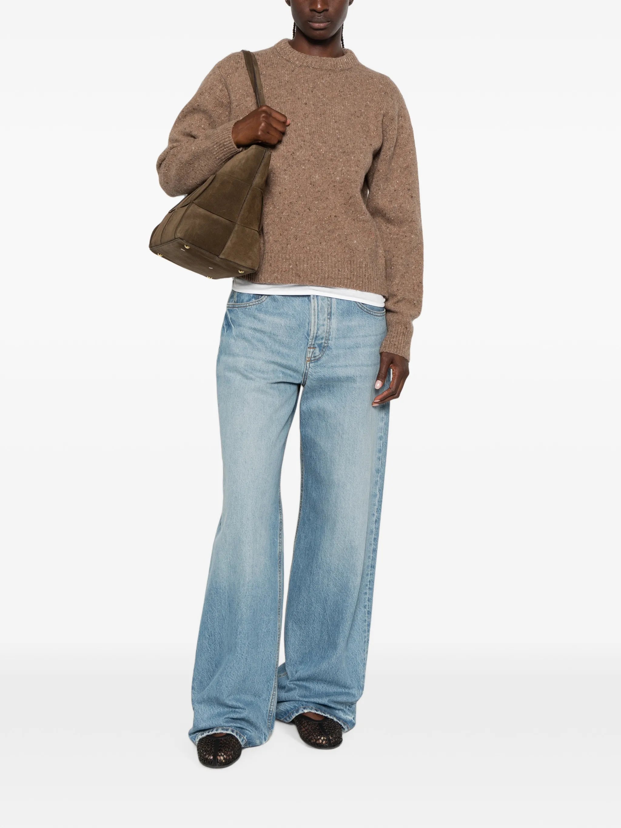 fitted mouliné crewneck knitwear
