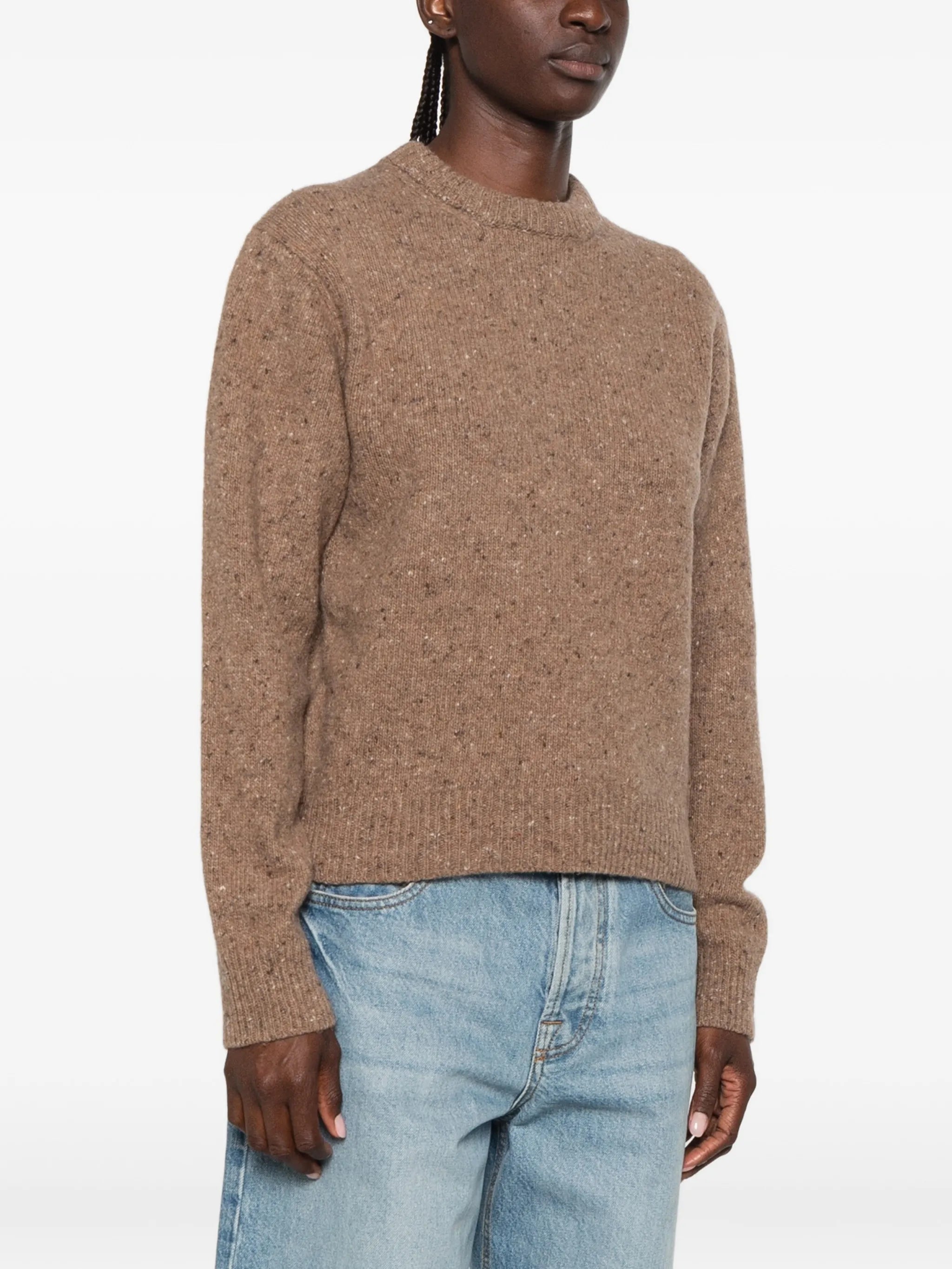 fitted mouliné crewneck knitwear