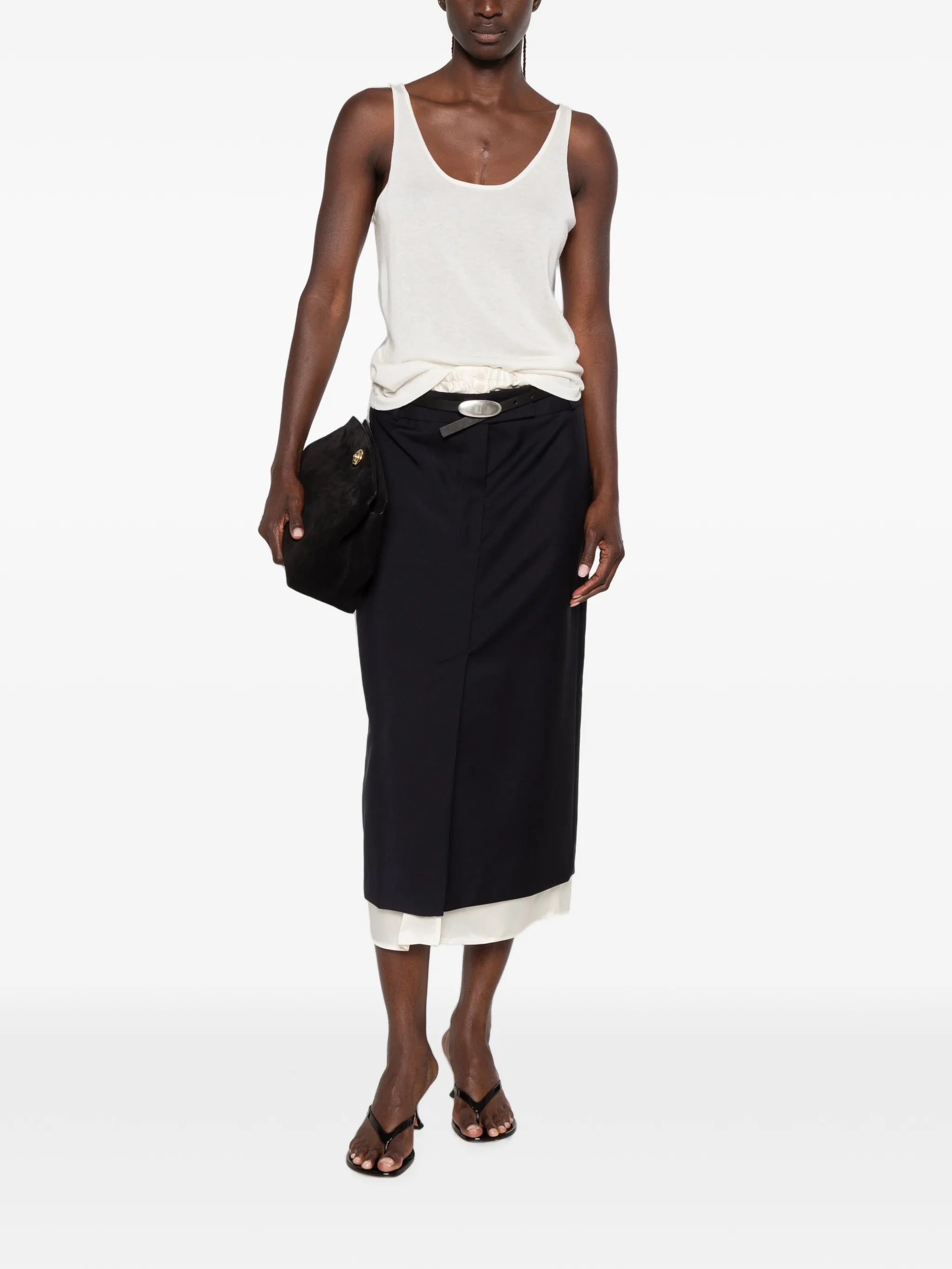 boxer-detailed layered skirt
