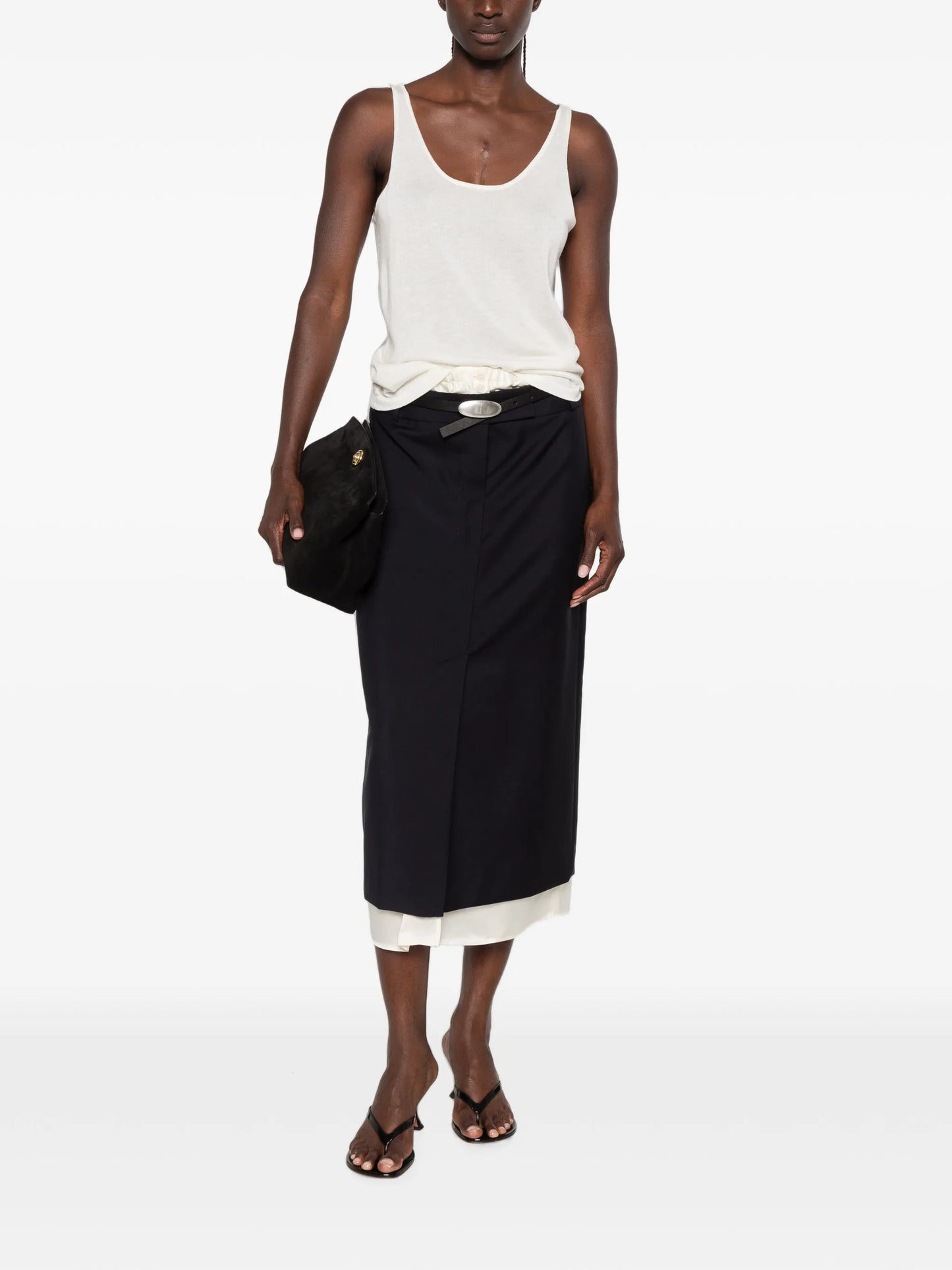 boxer-detailed layered skirt
