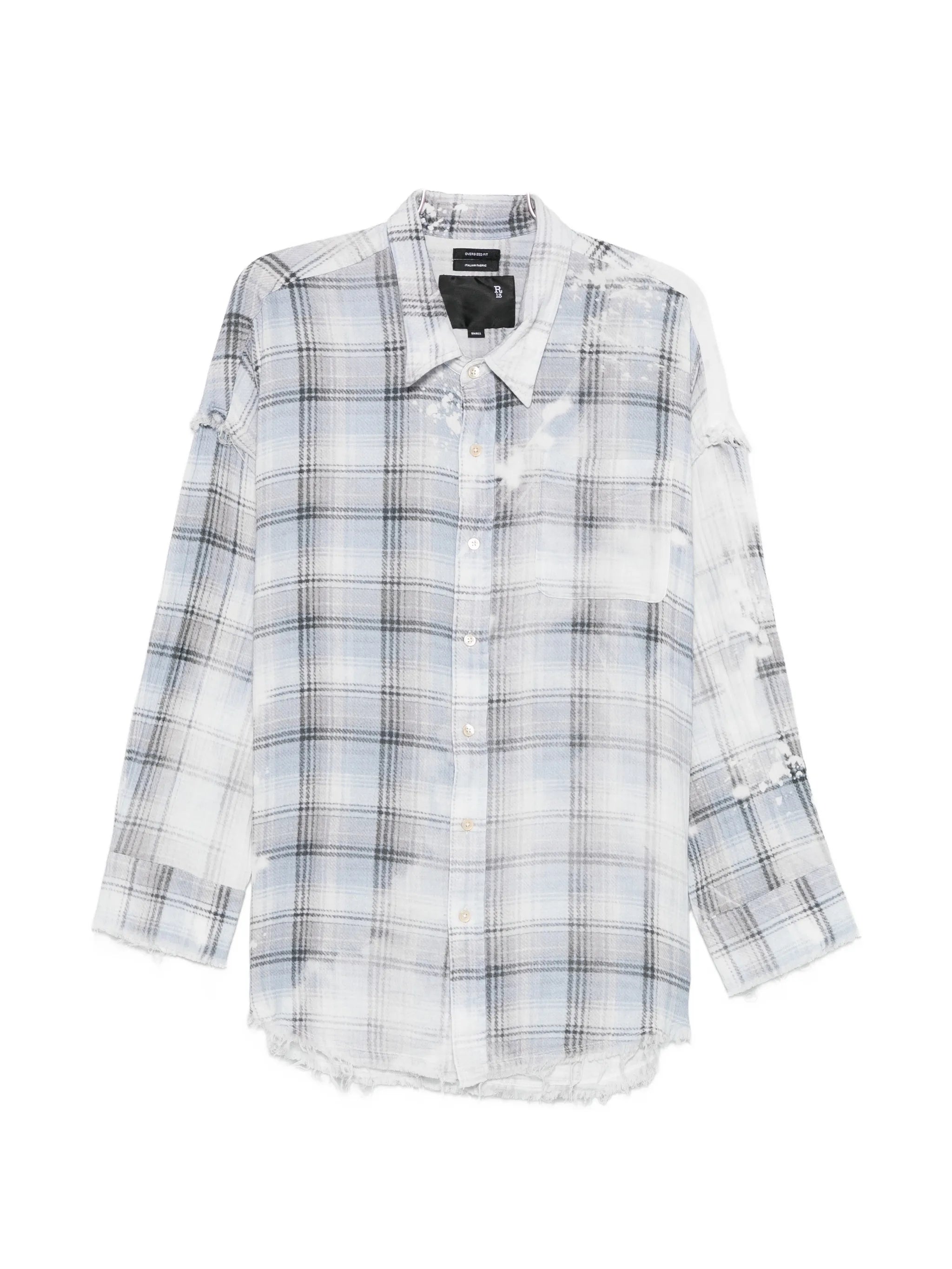 shredded-seam bleached-plaid shirt