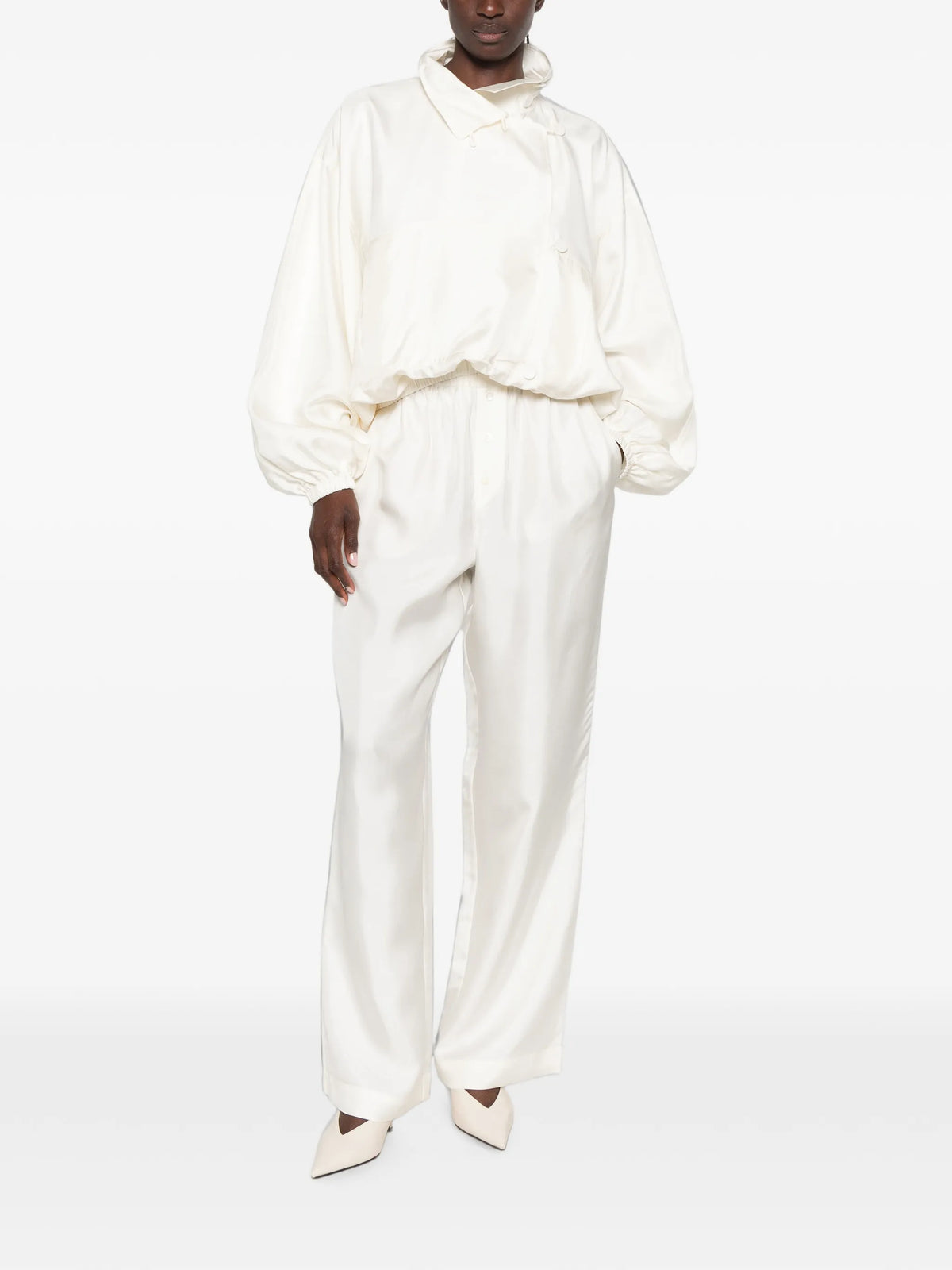 silk blouson hoodie