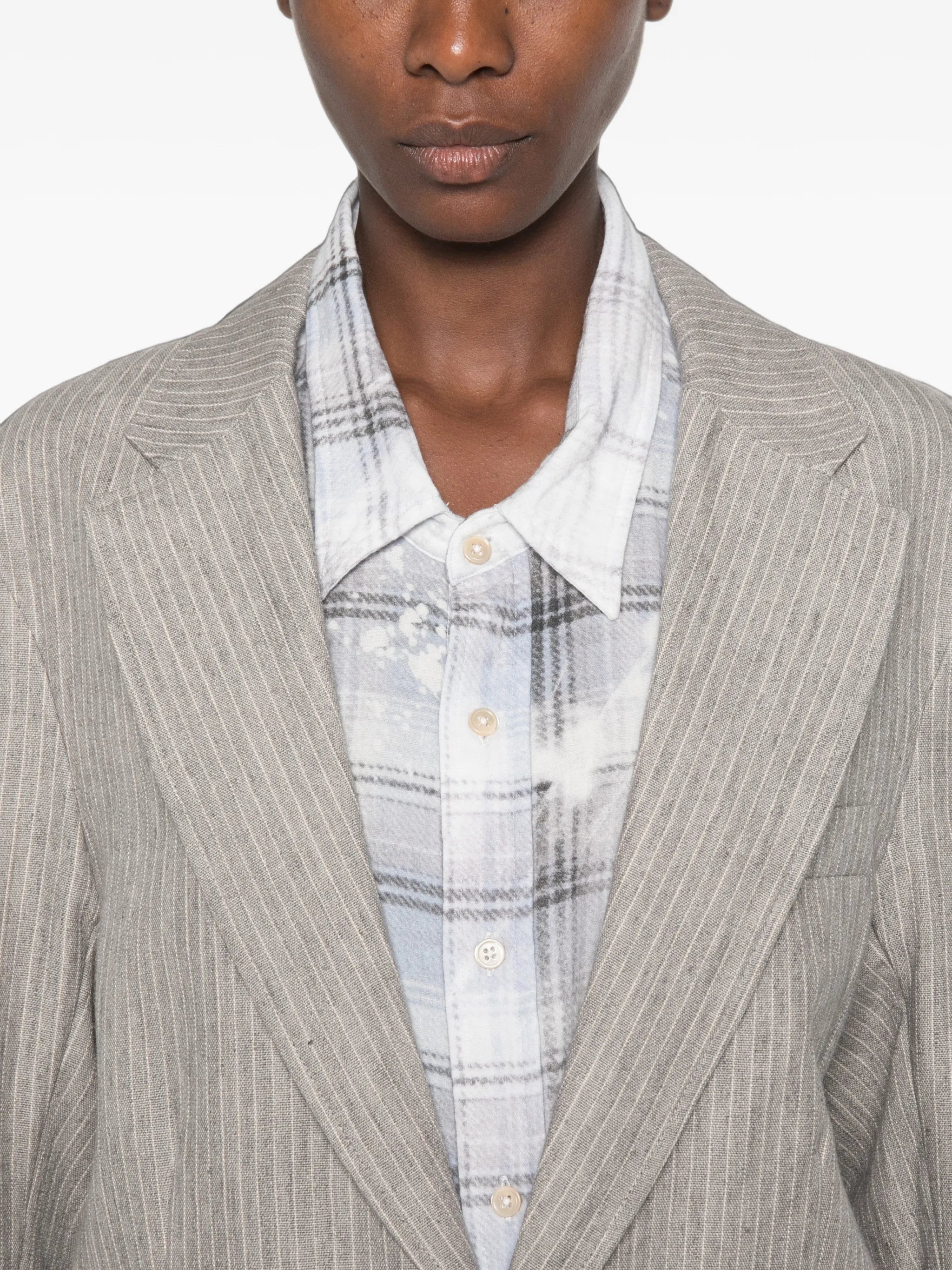 pinstripe-pattern blazer
