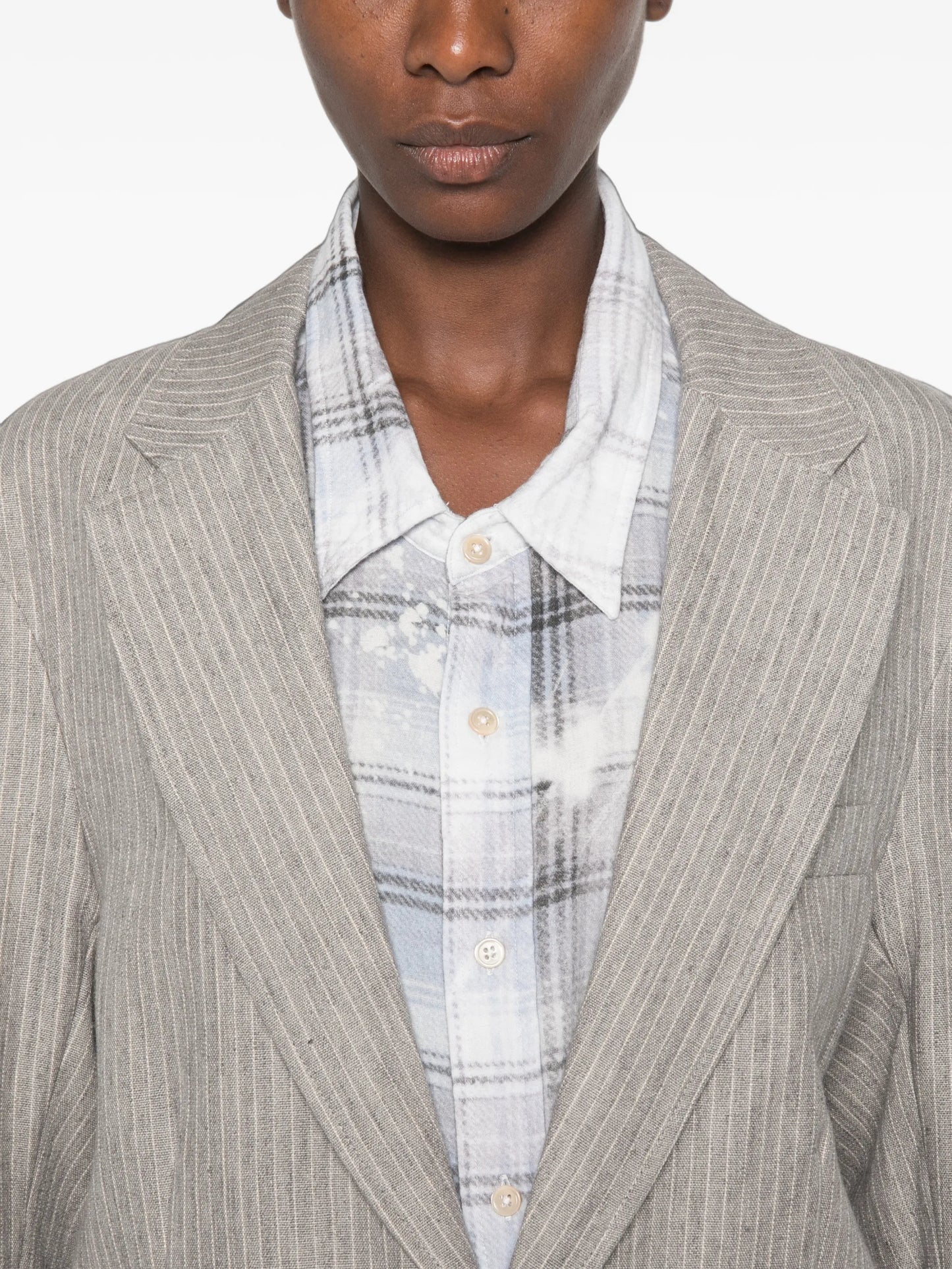 pinstripe-pattern blazer