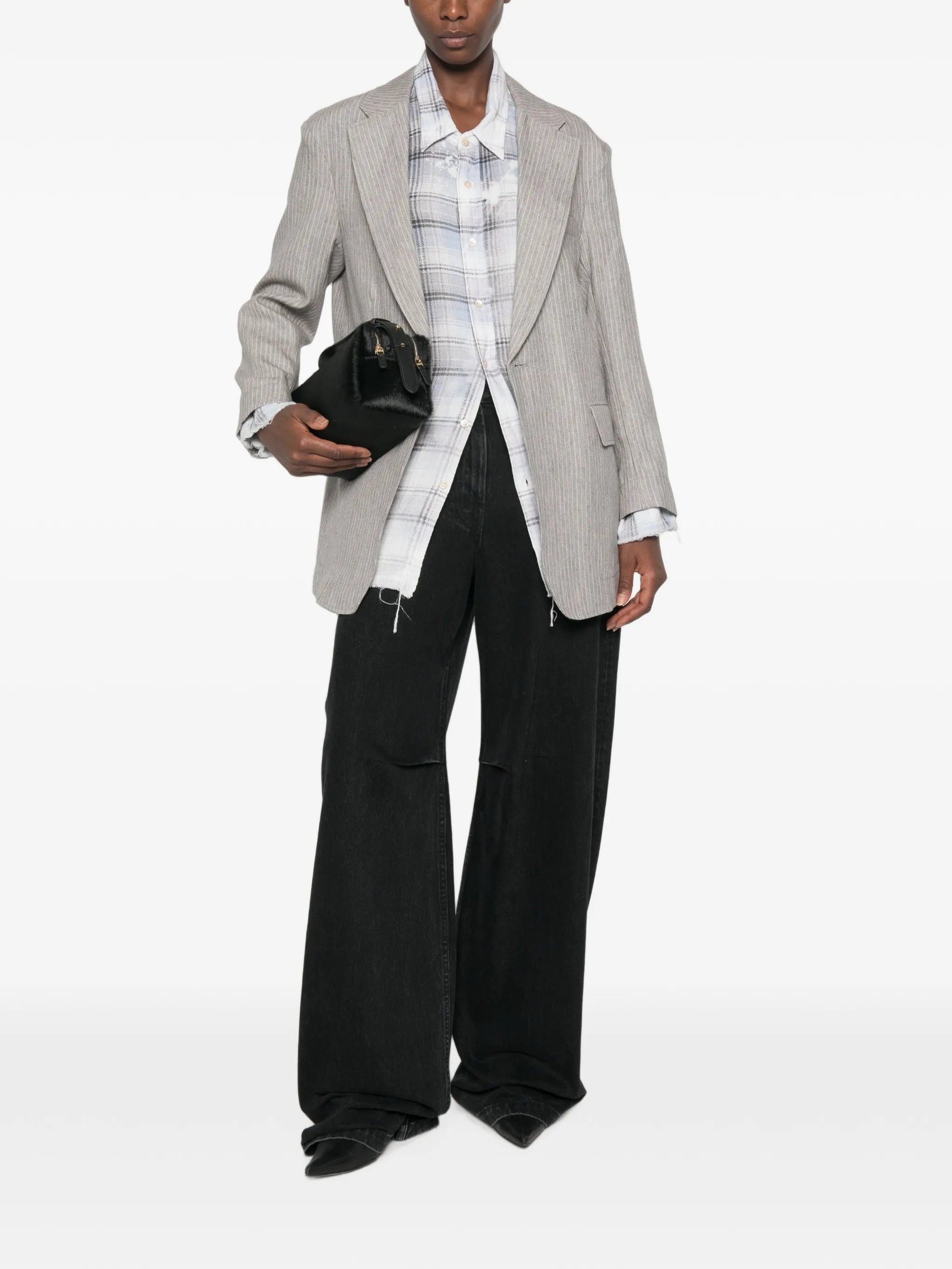 pinstripe-pattern blazer