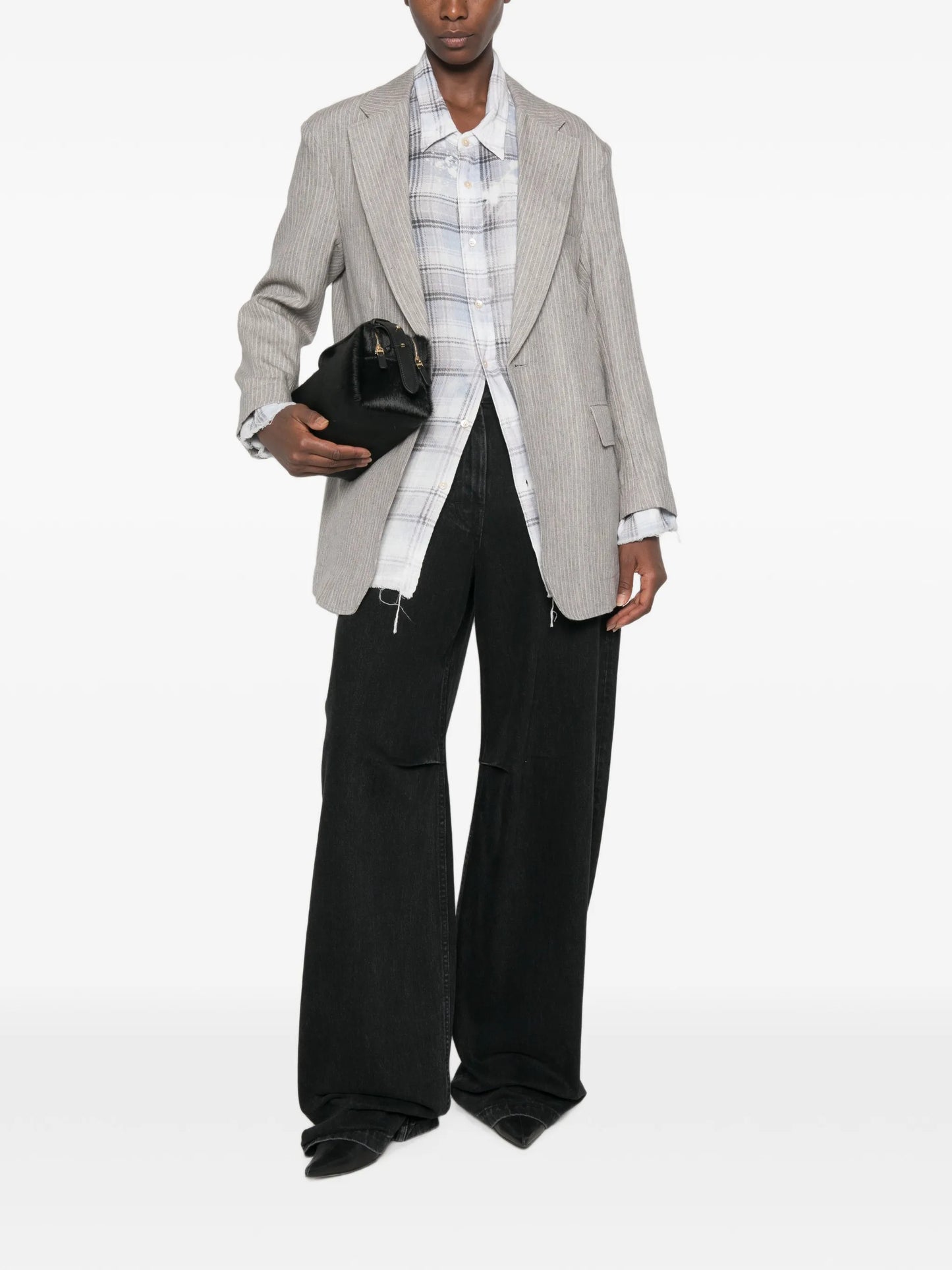 pinstripe-pattern blazer