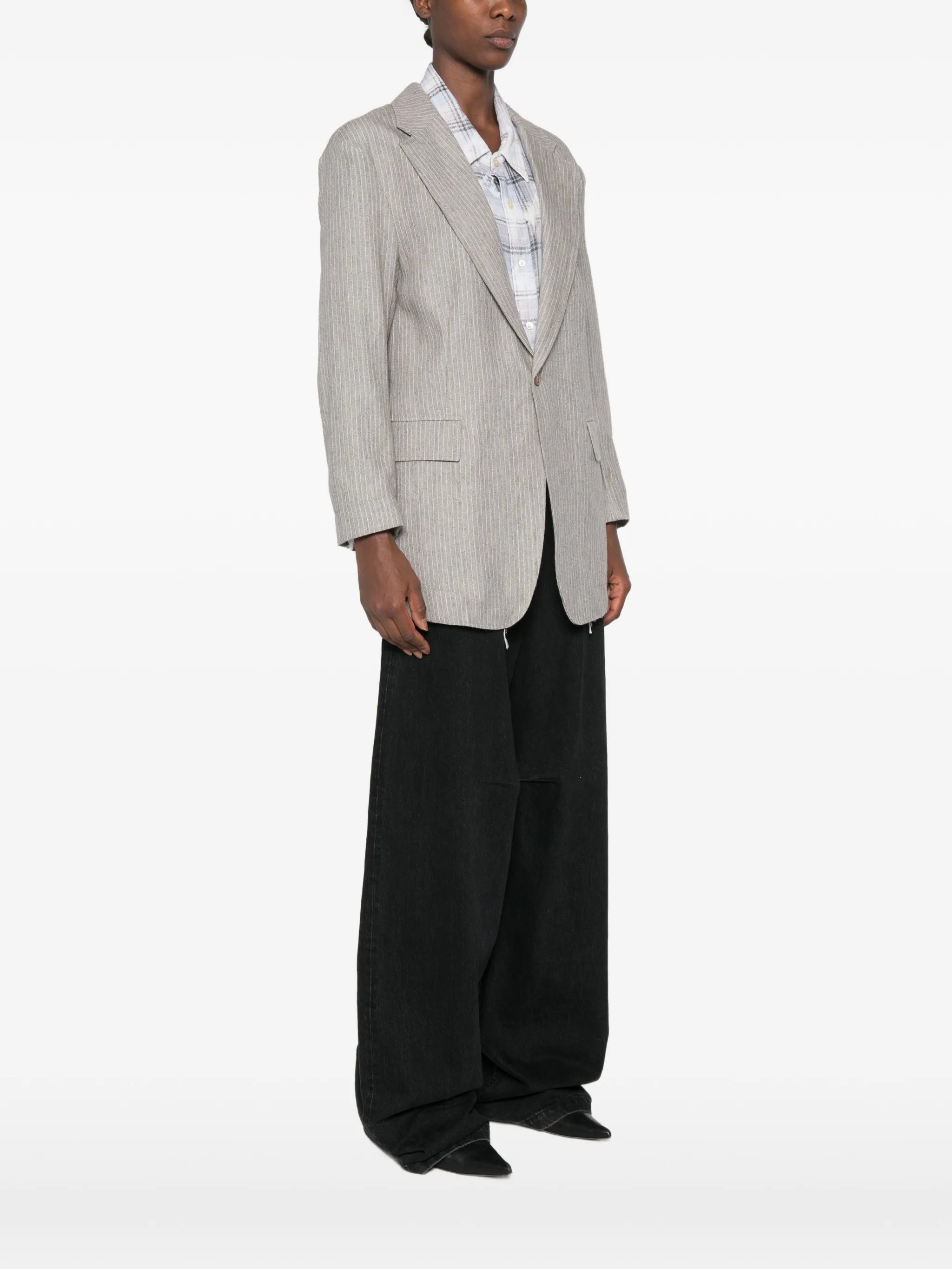 pinstripe-pattern blazer