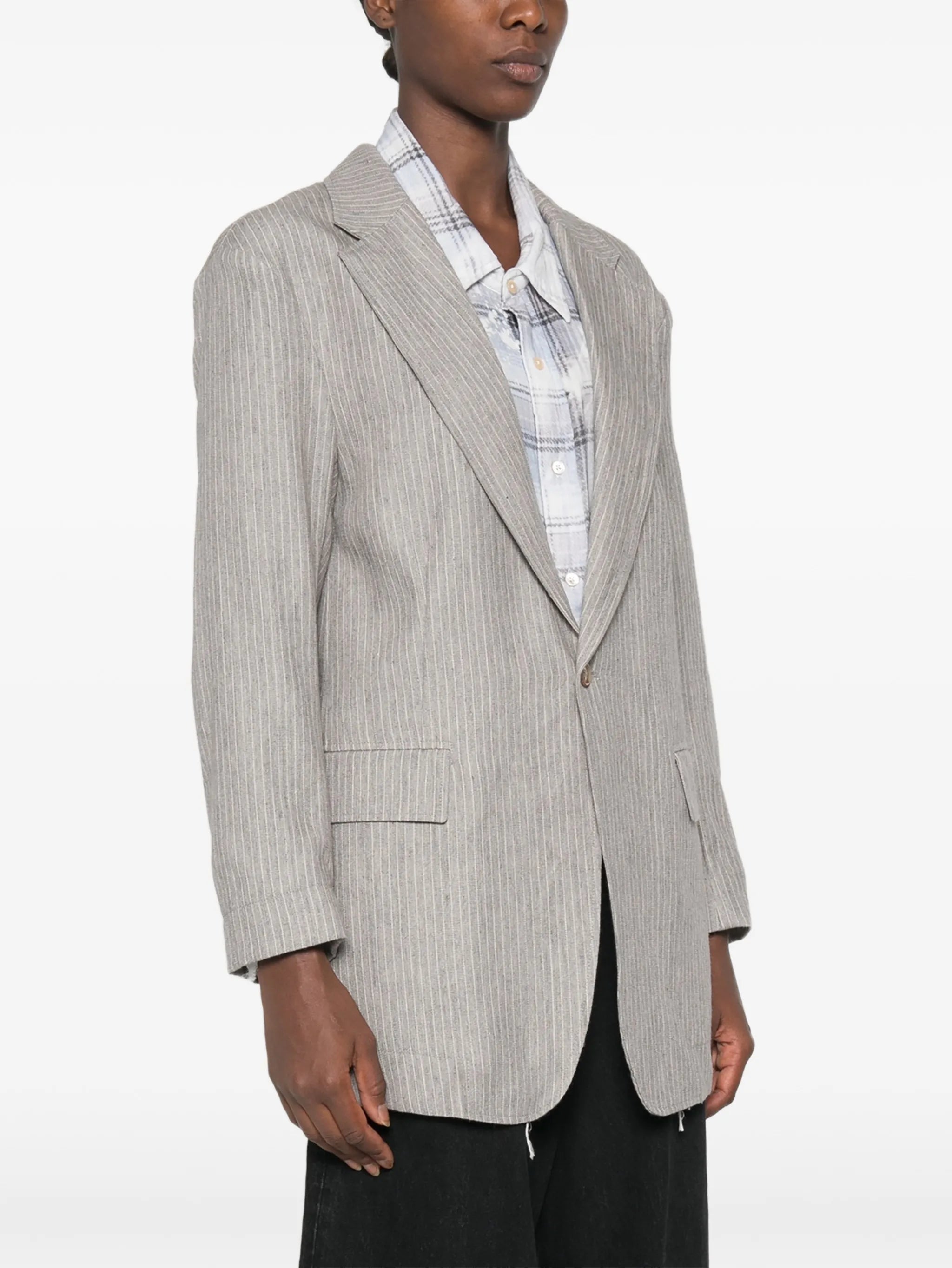 pinstripe-pattern blazer