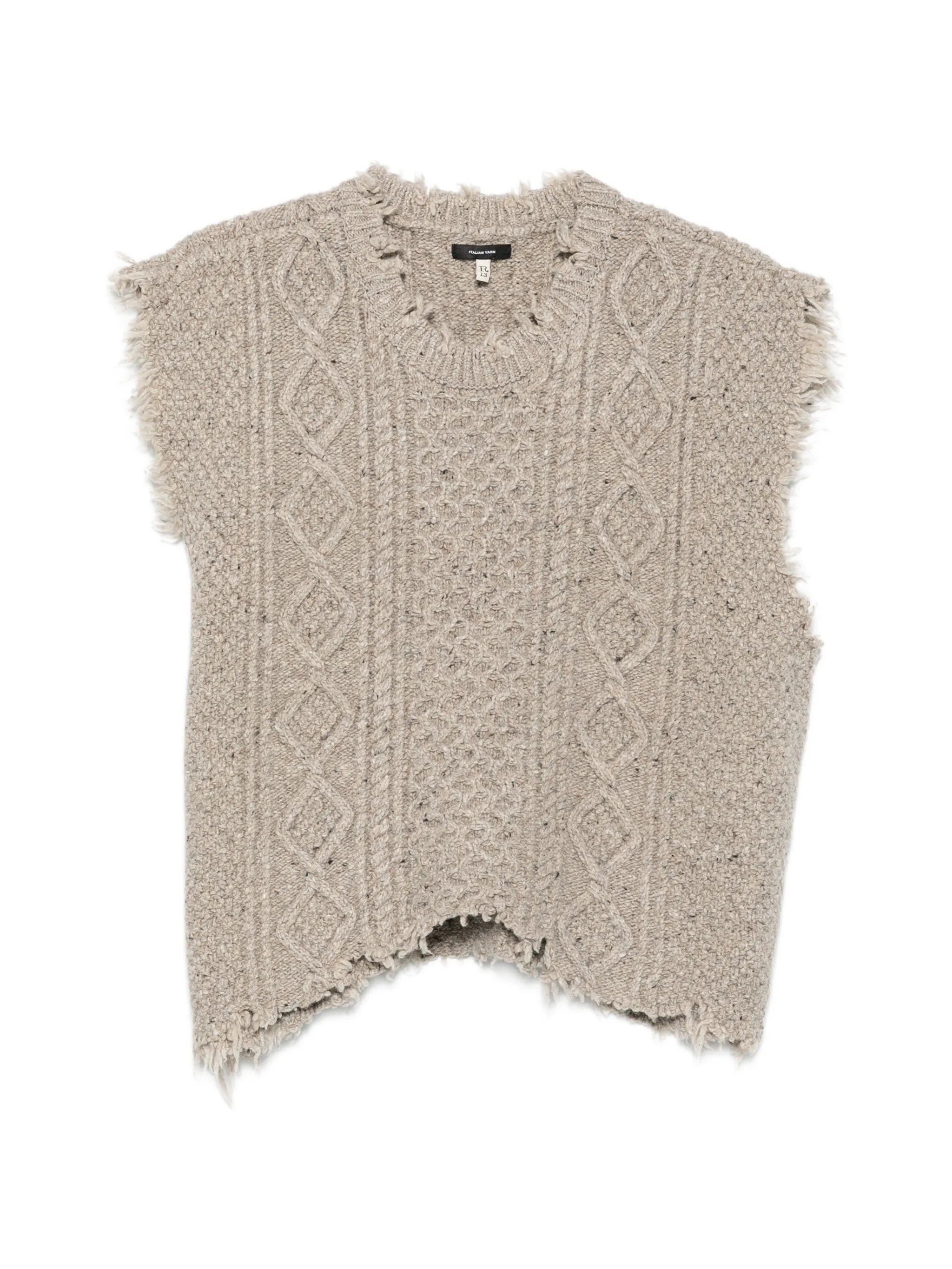 cable-knit frayed vest