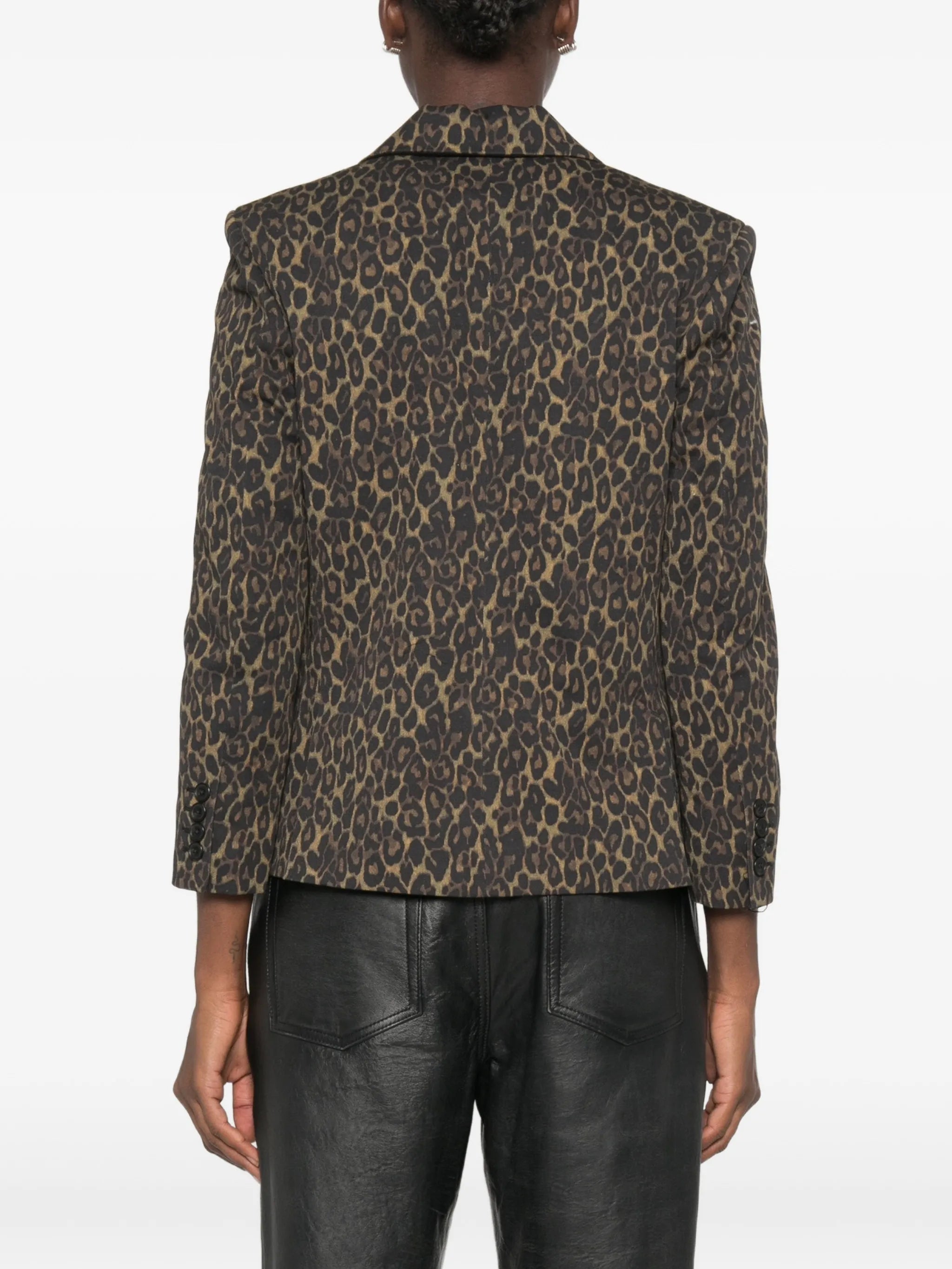 leopard-print buttoned blazer