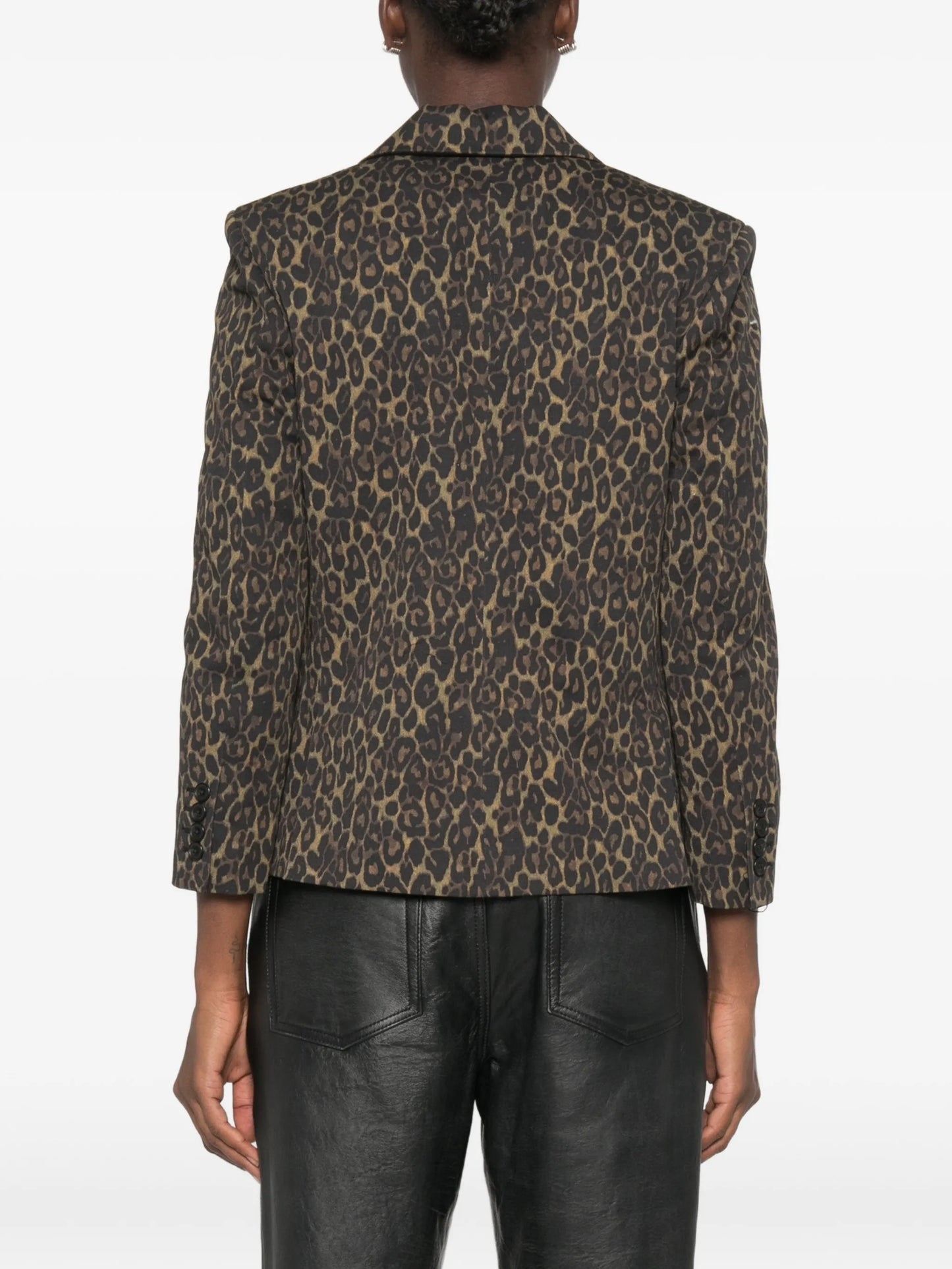 leopard-print buttoned blazer