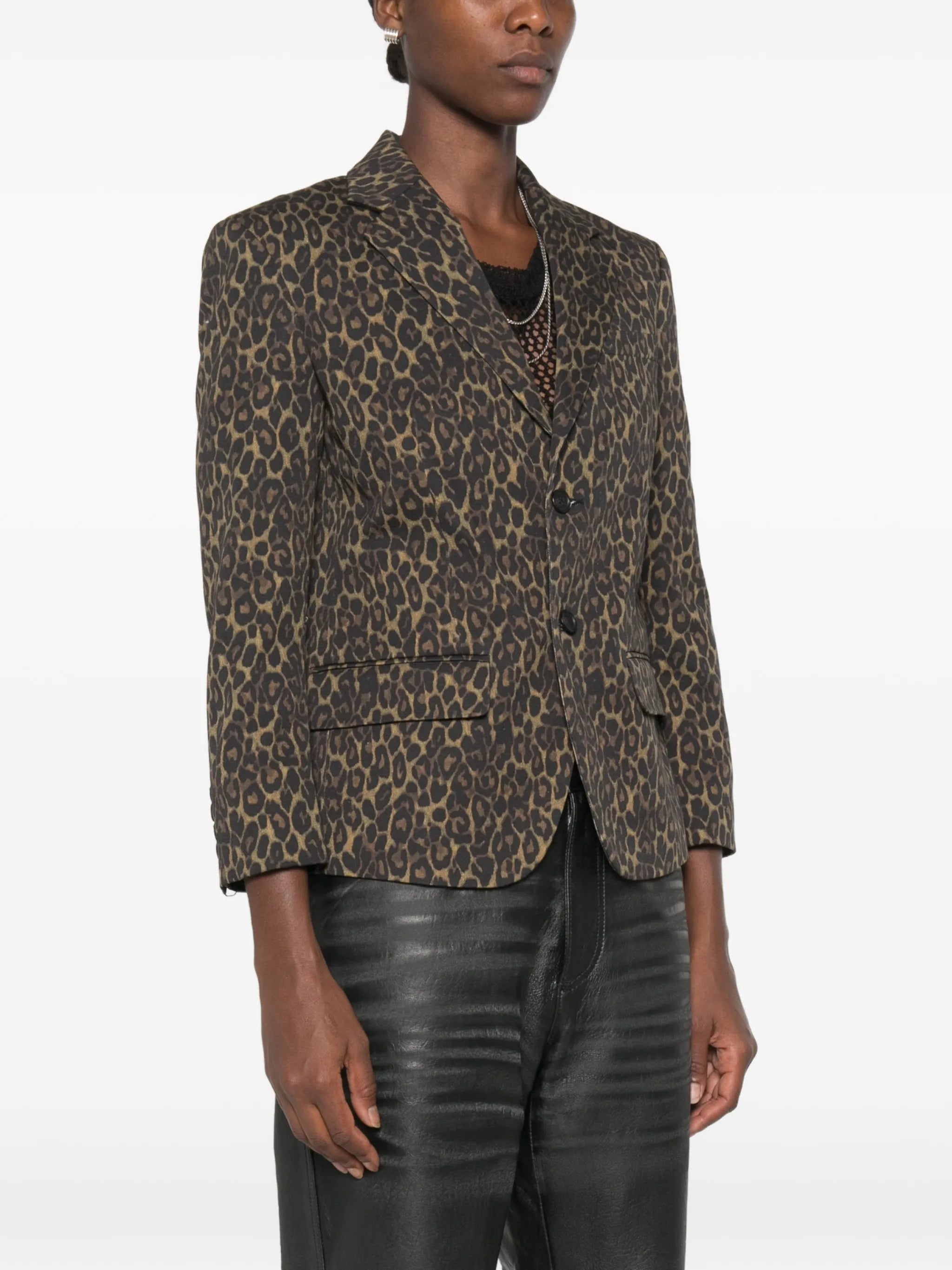 leopard-print buttoned blazer