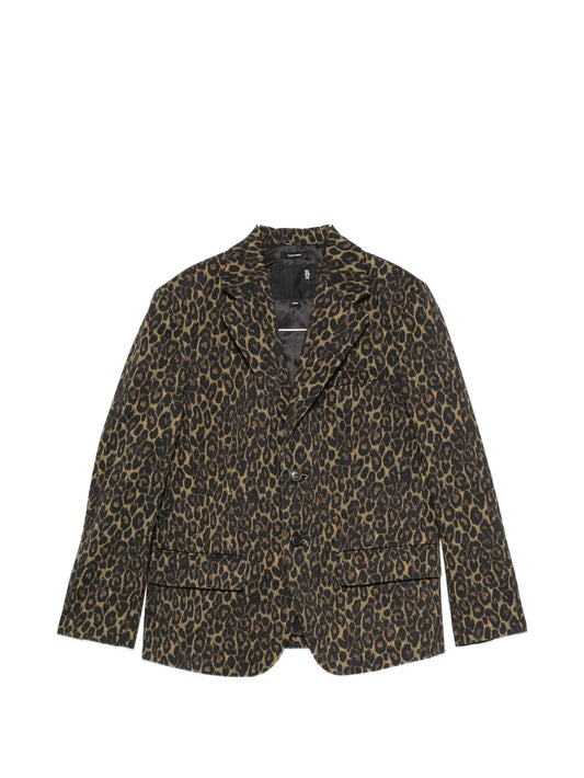 leopard-print buttoned blazer