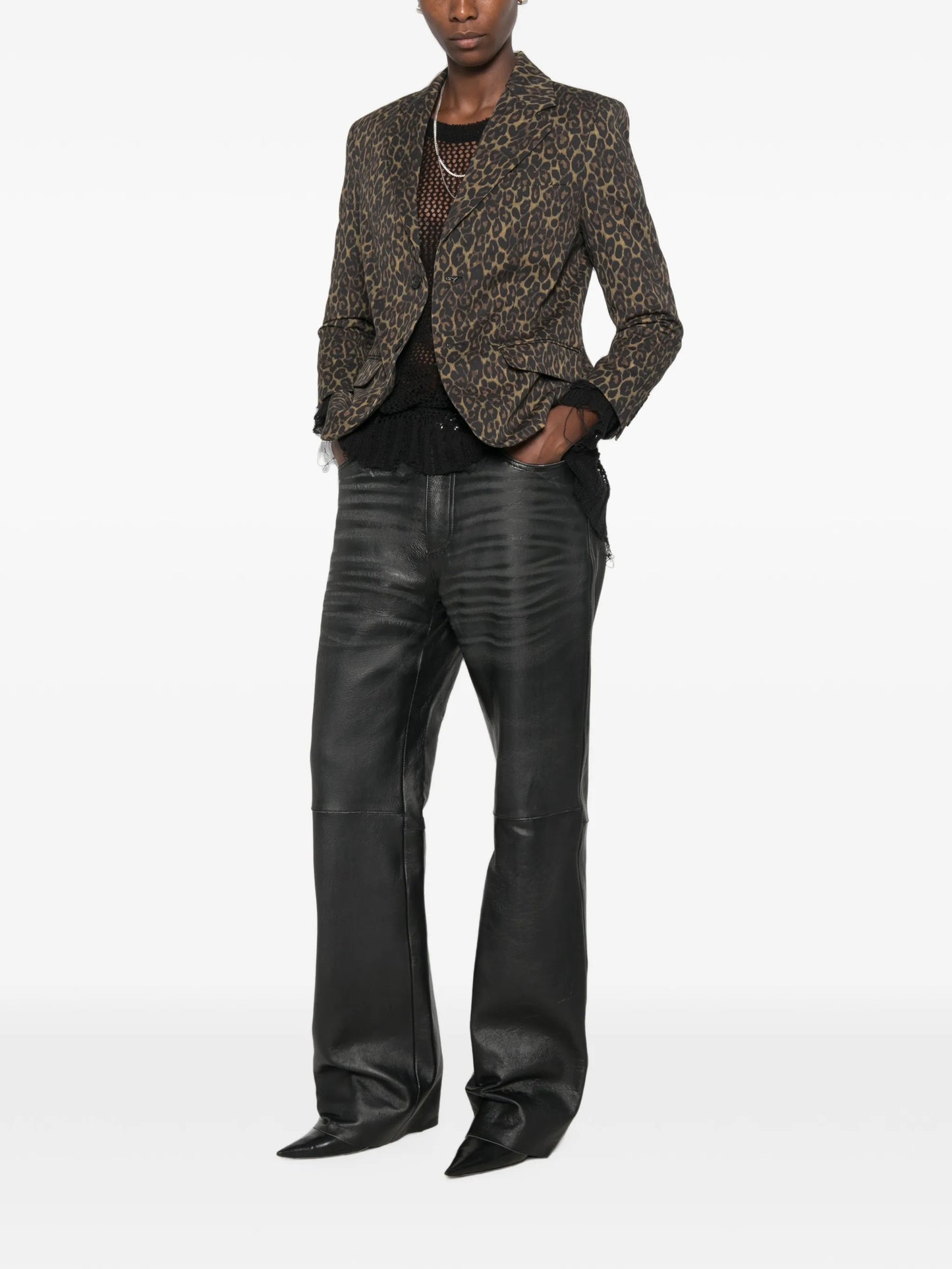 leopard-print buttoned blazer