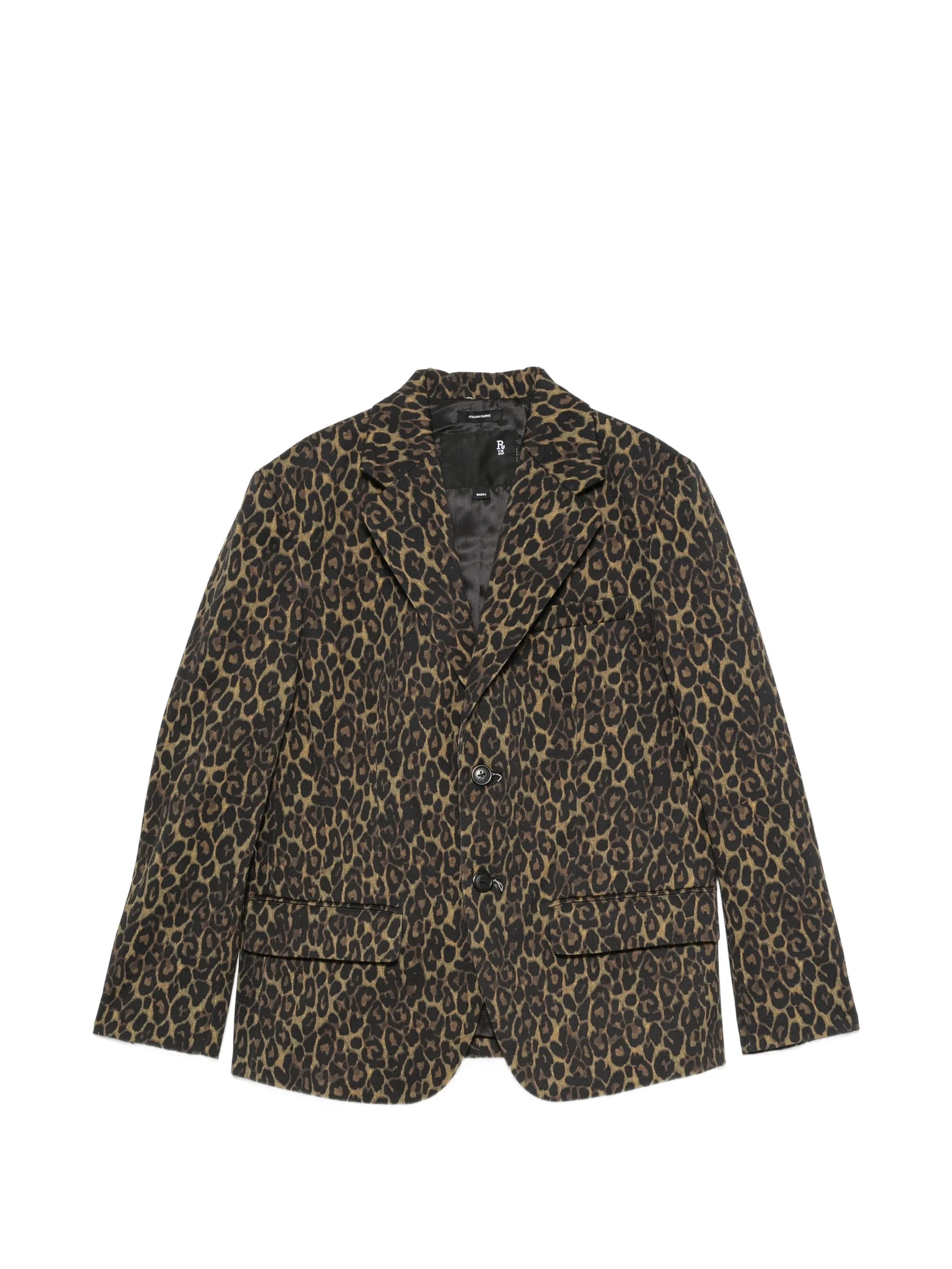 leopard-print buttoned blazer