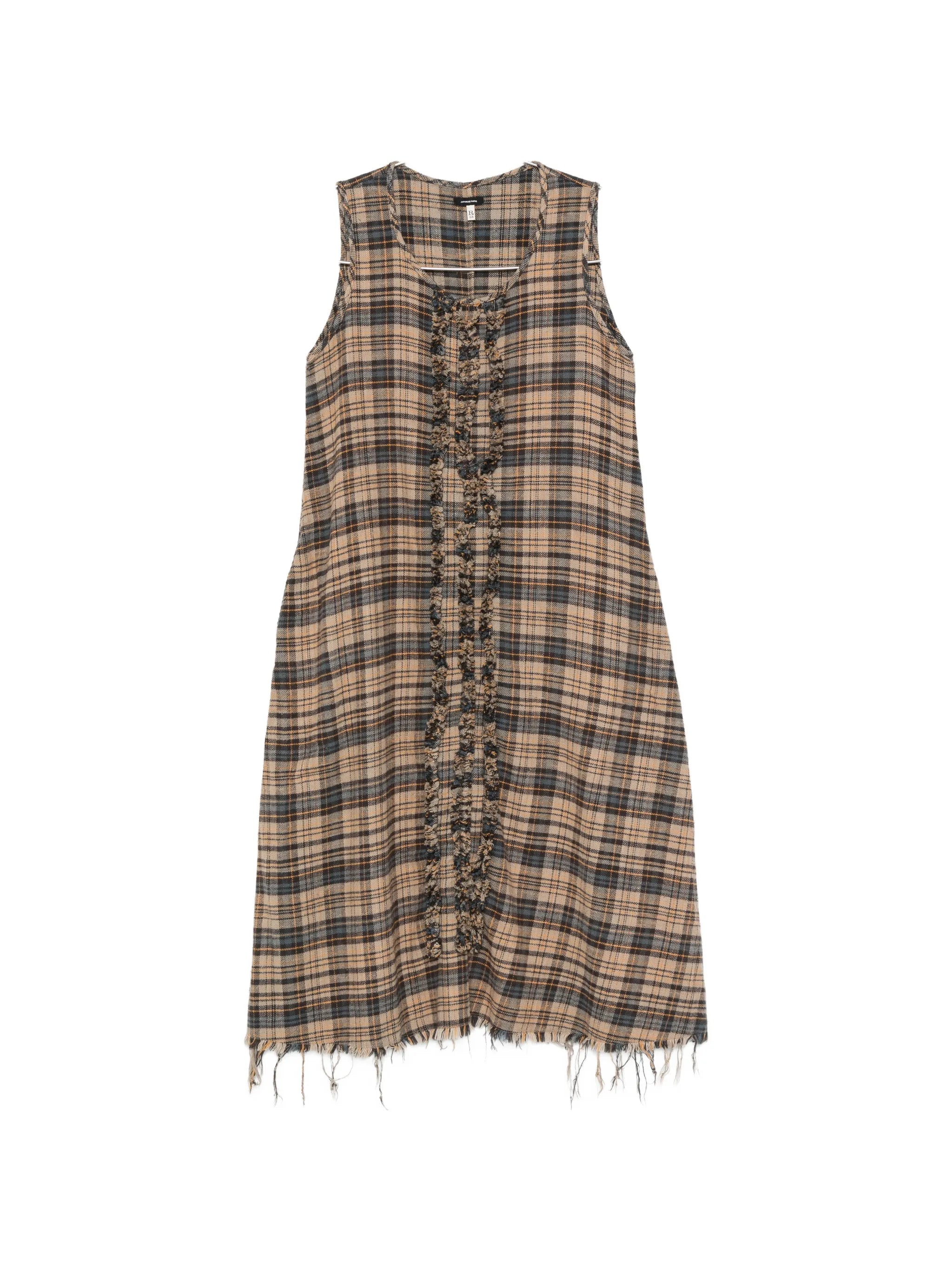ruffled checked midi dress