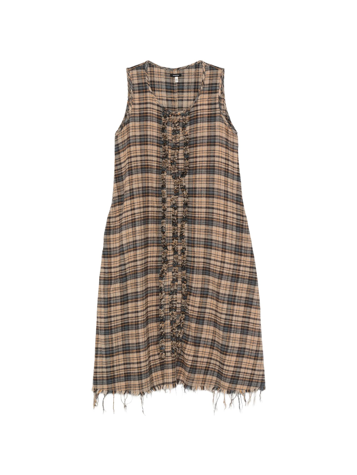ruffled checked midi dress