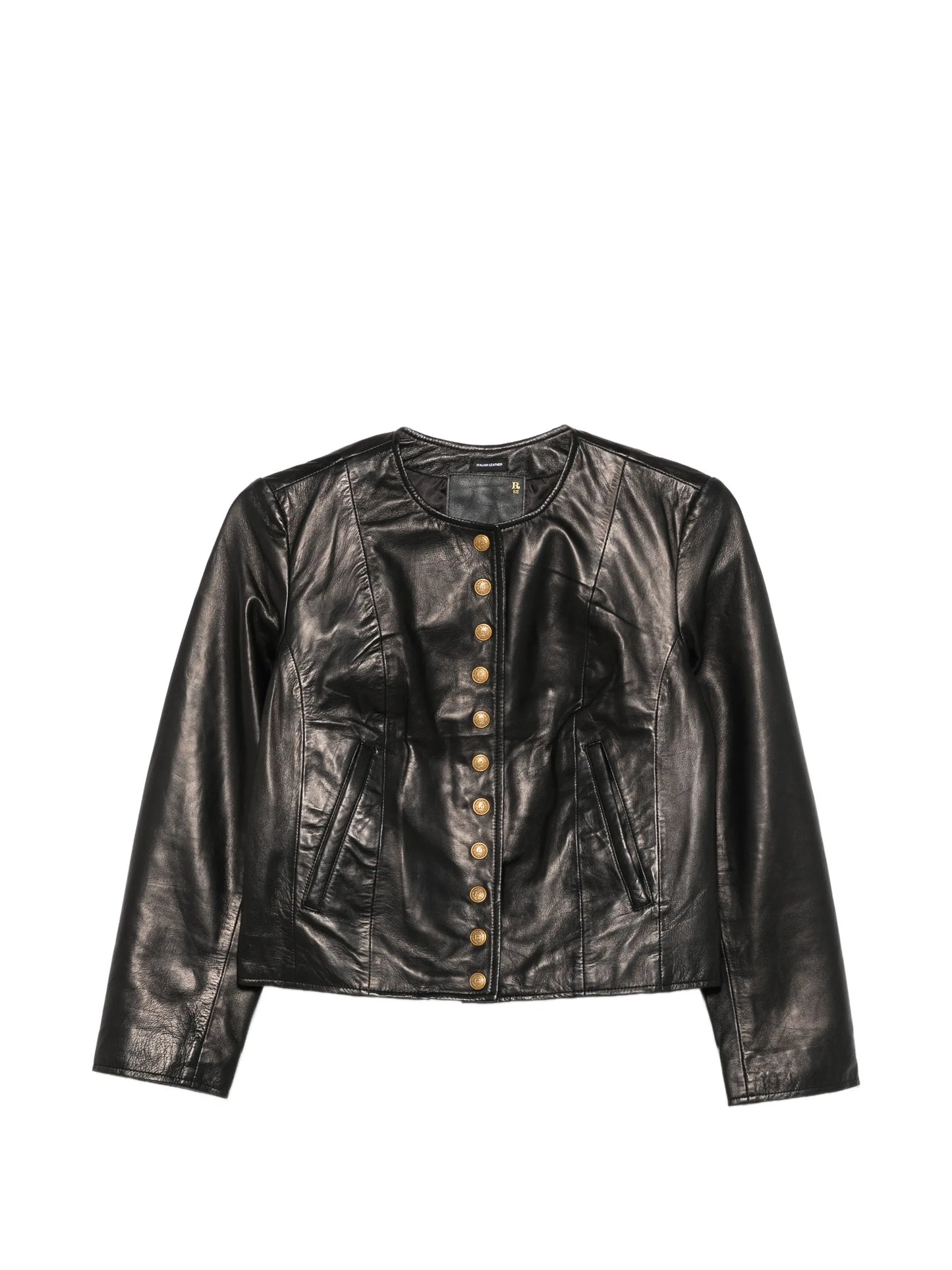 button-up leather jacket