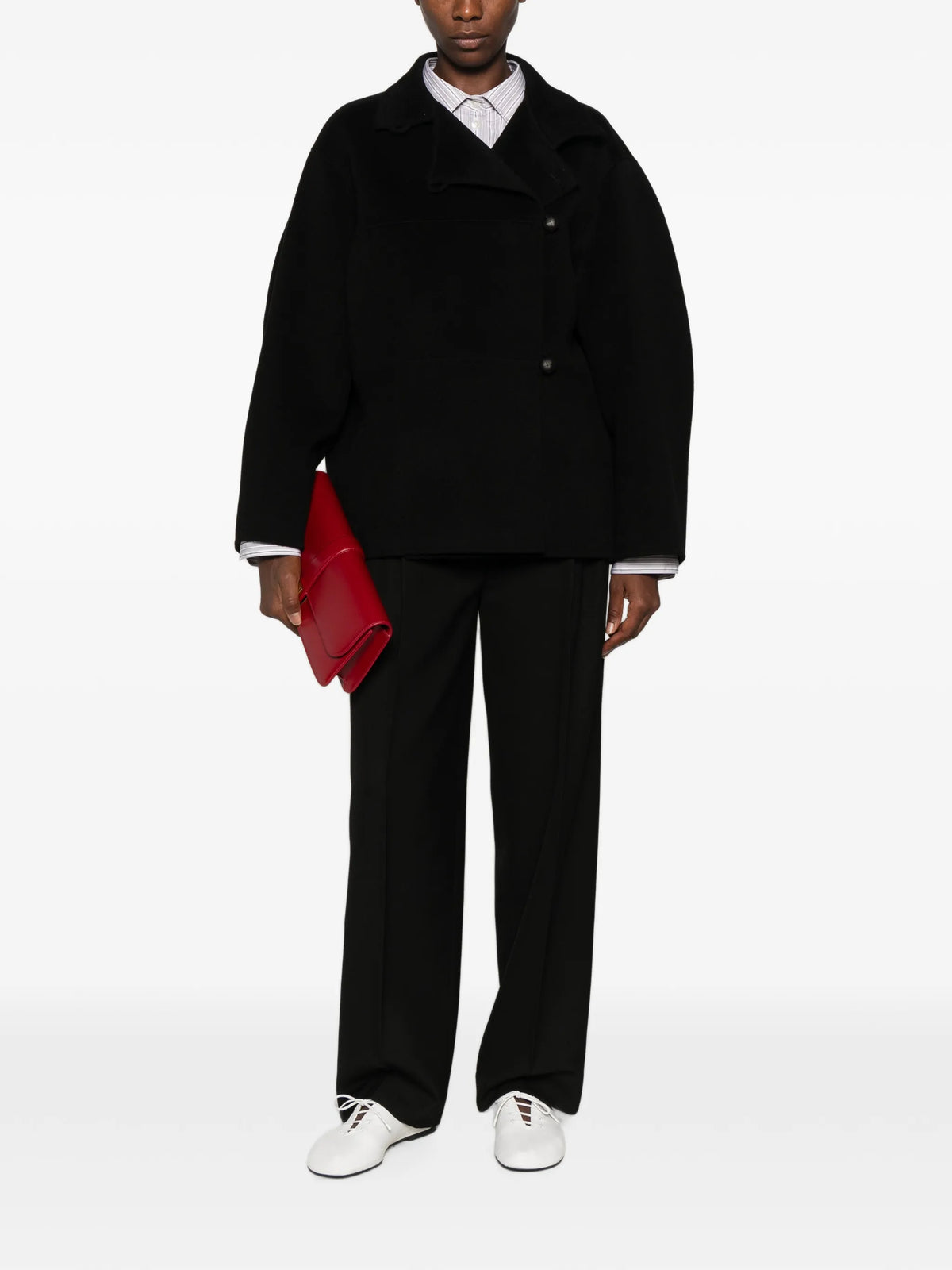 double-breasted high-neck jacket