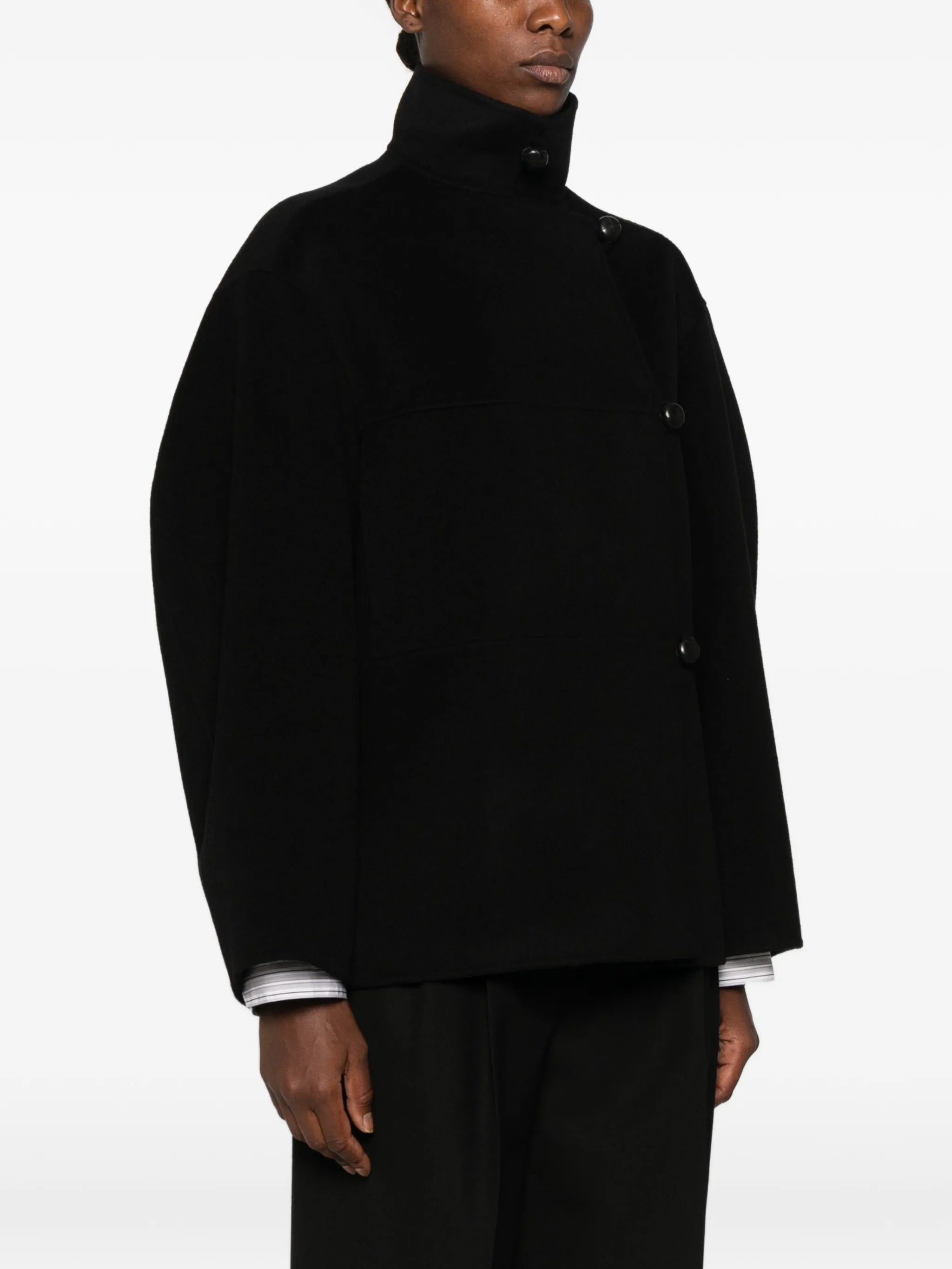 double-breasted high-neck jacket