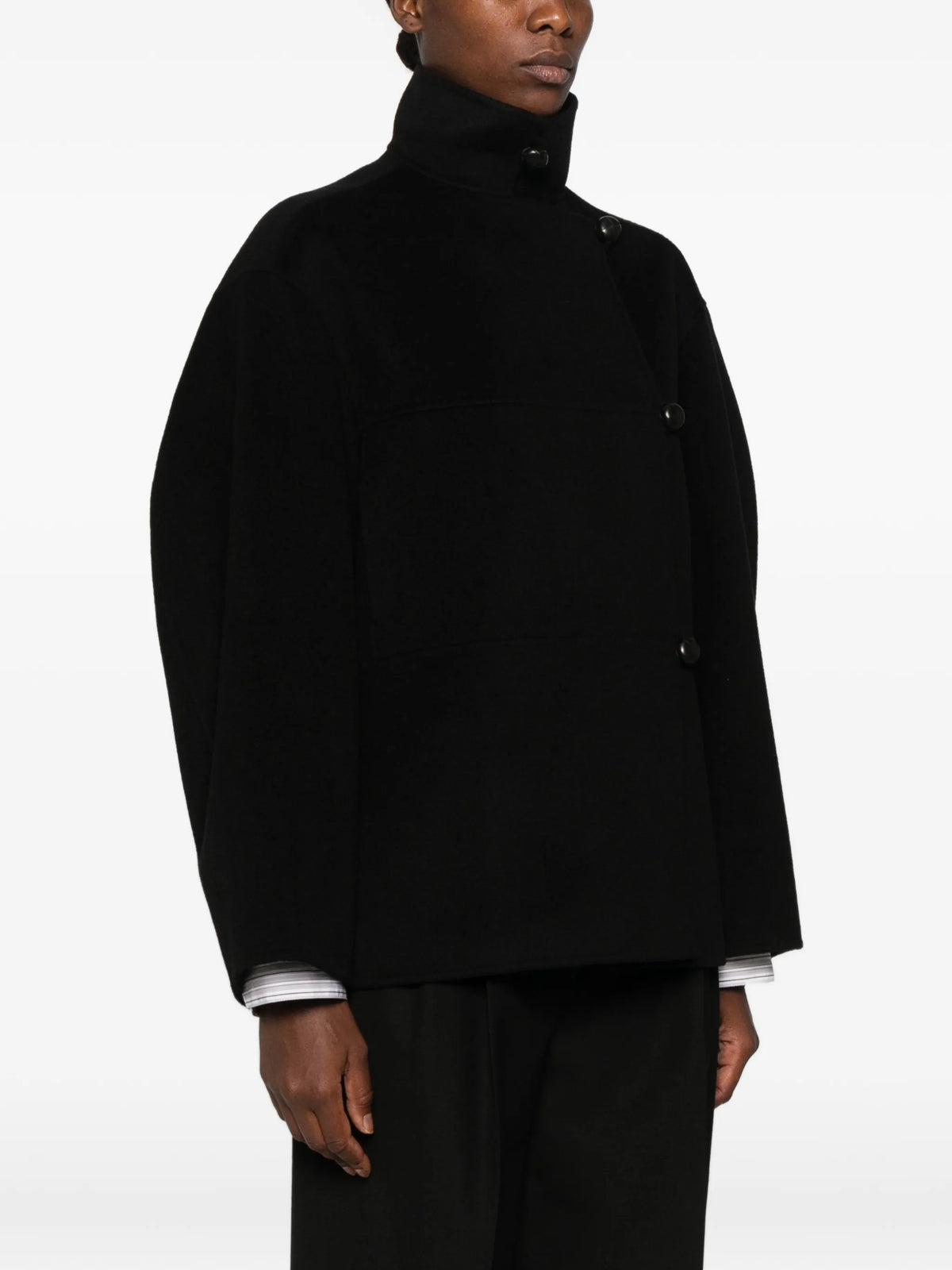 double-breasted high-neck jacket