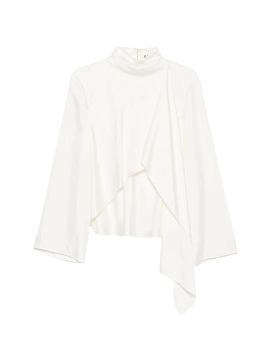 draped stand-up collar top
