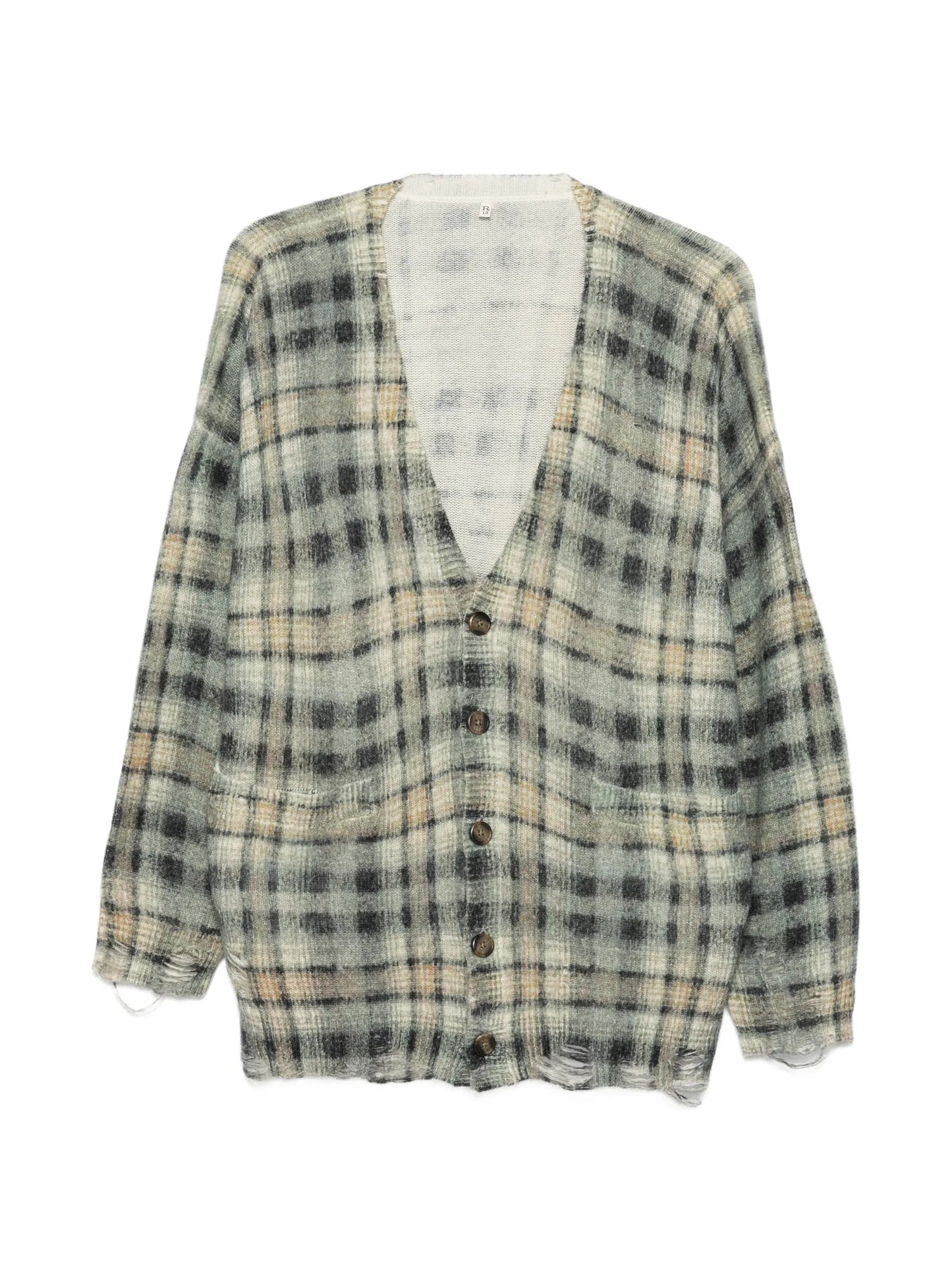 printed oversized cardigan grey black plaid