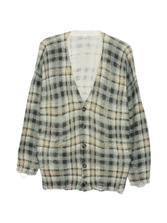 printed oversized cardigan grey black plaid