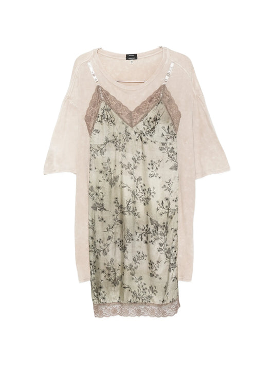 floral-print layered midi dress