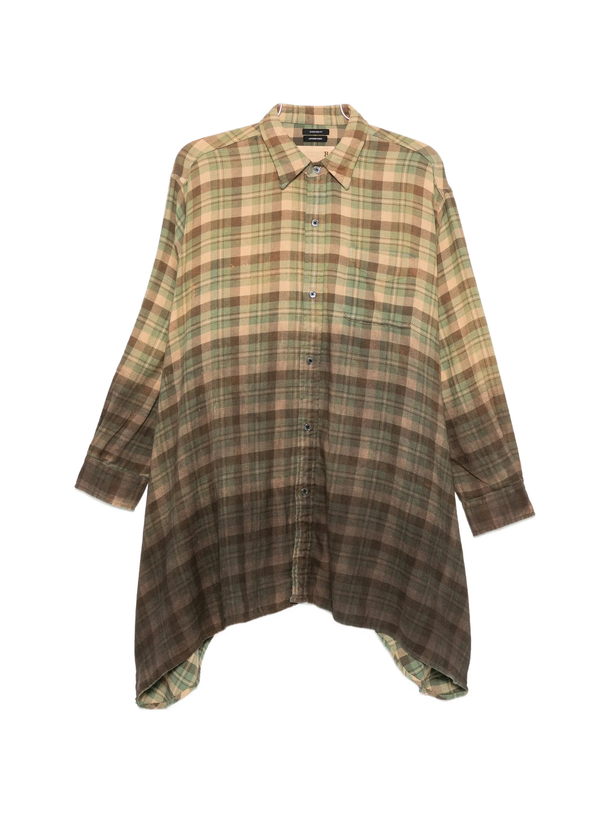 plaid-patterned draped shirt