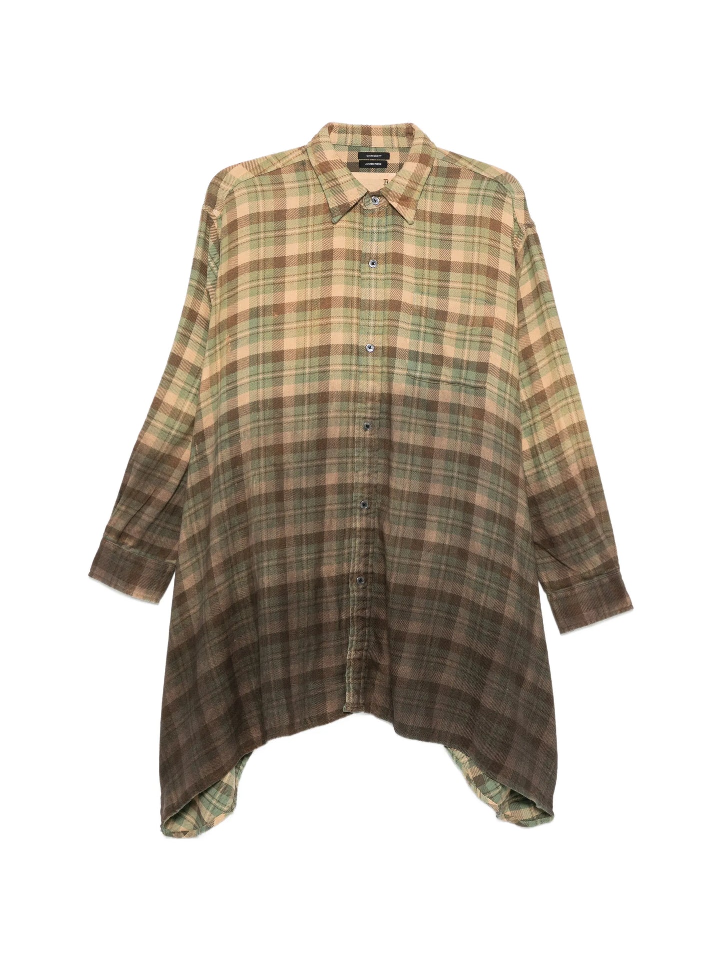 plaid-patterned draped shirt
