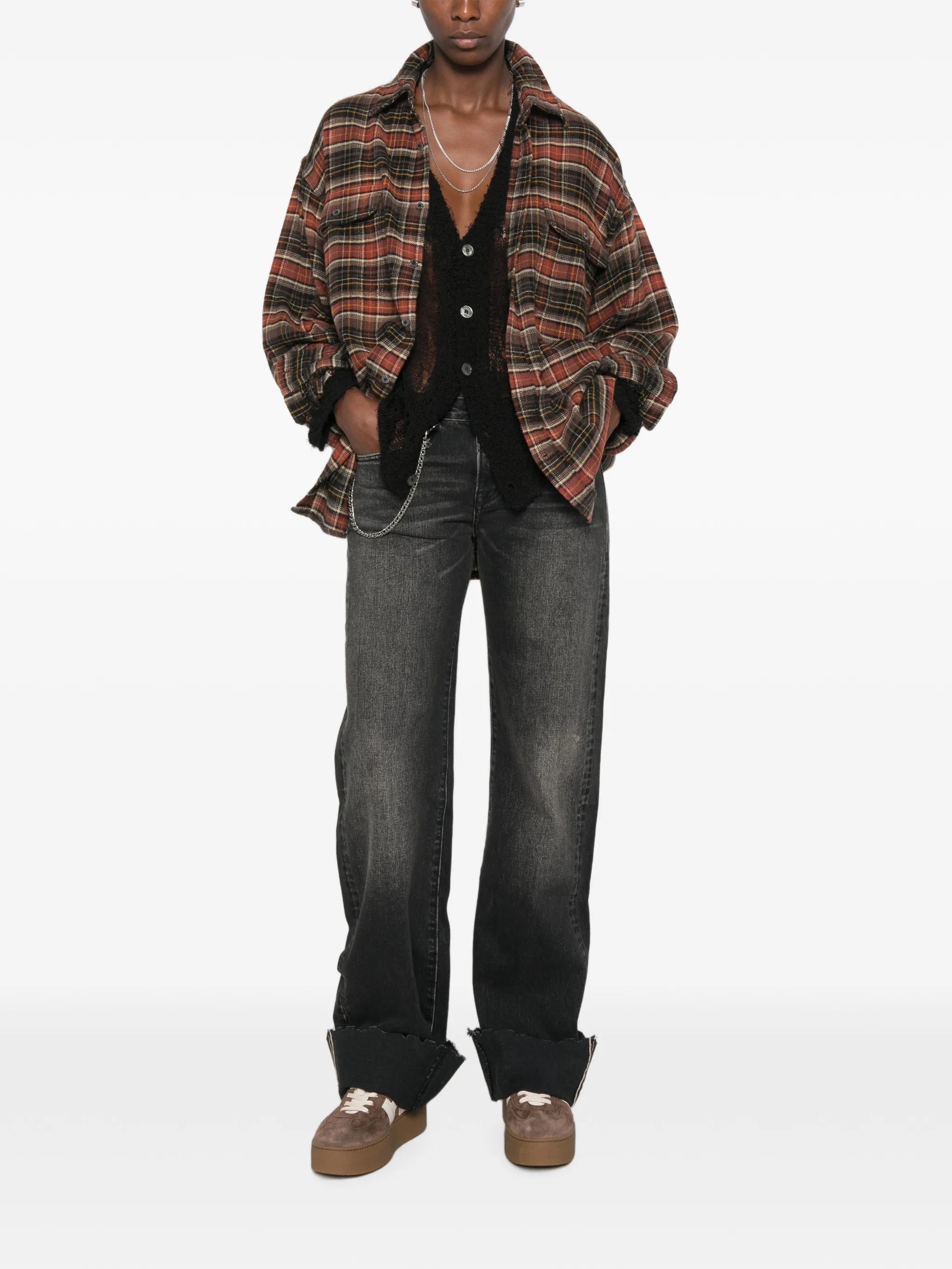 plaid buttoned shirt