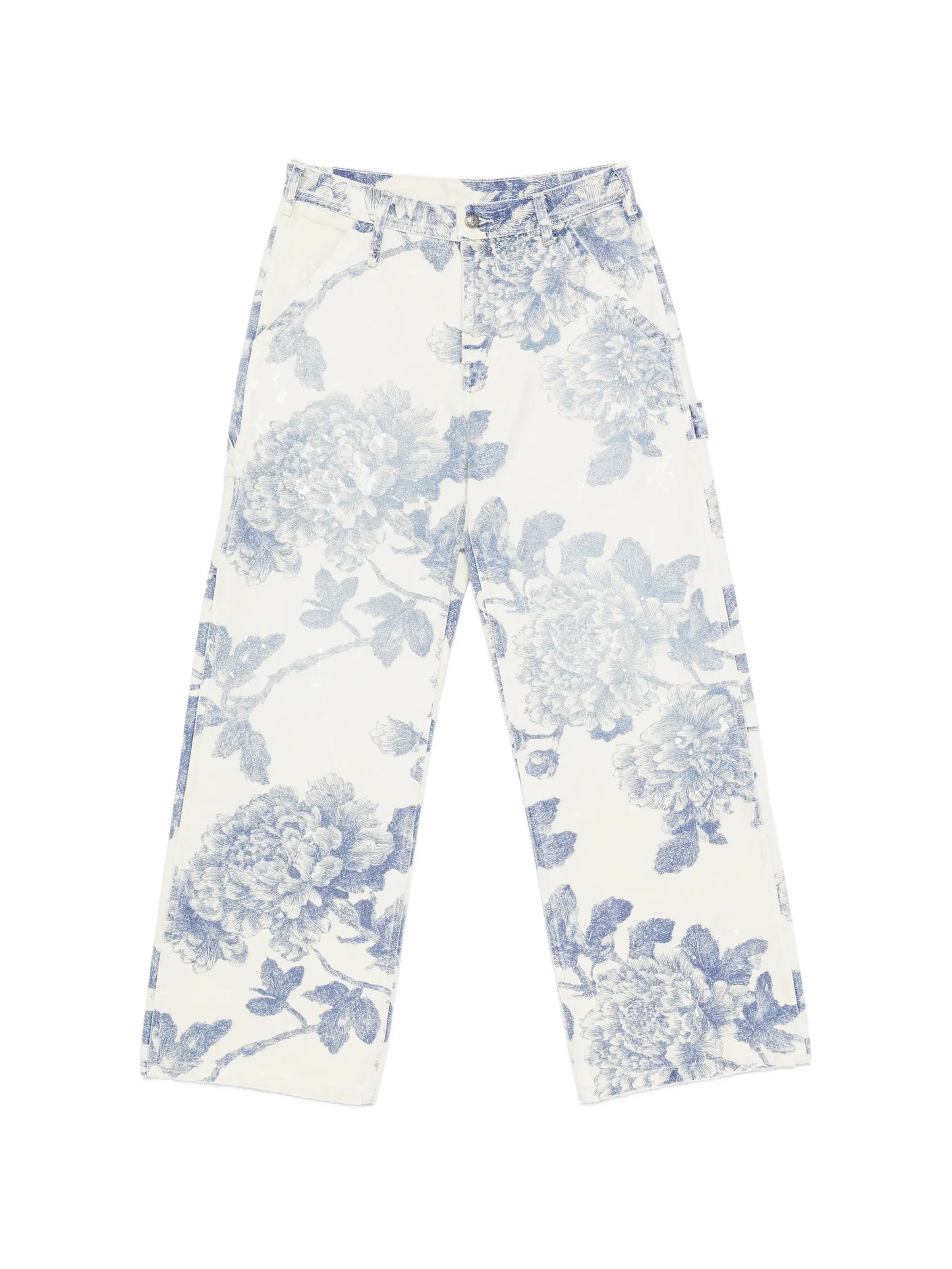 belt-loop floral-print jeans