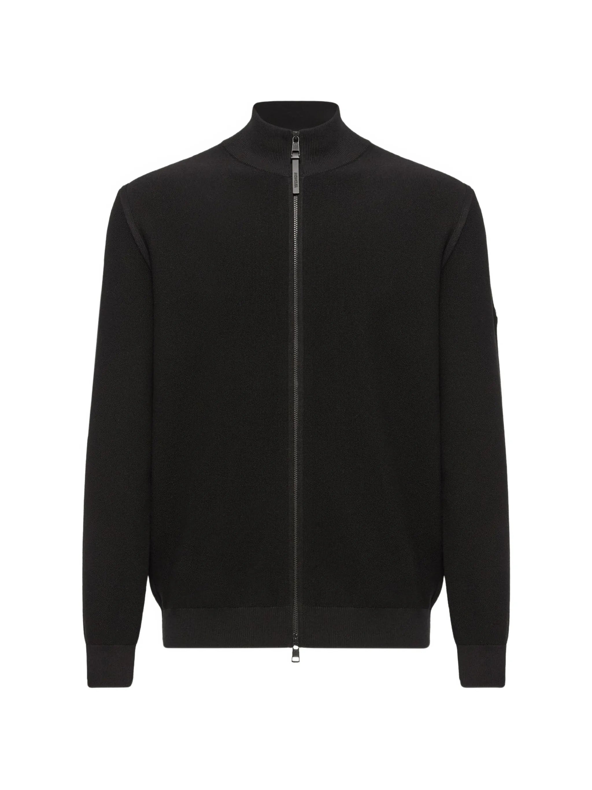 zip-up knitted sweater