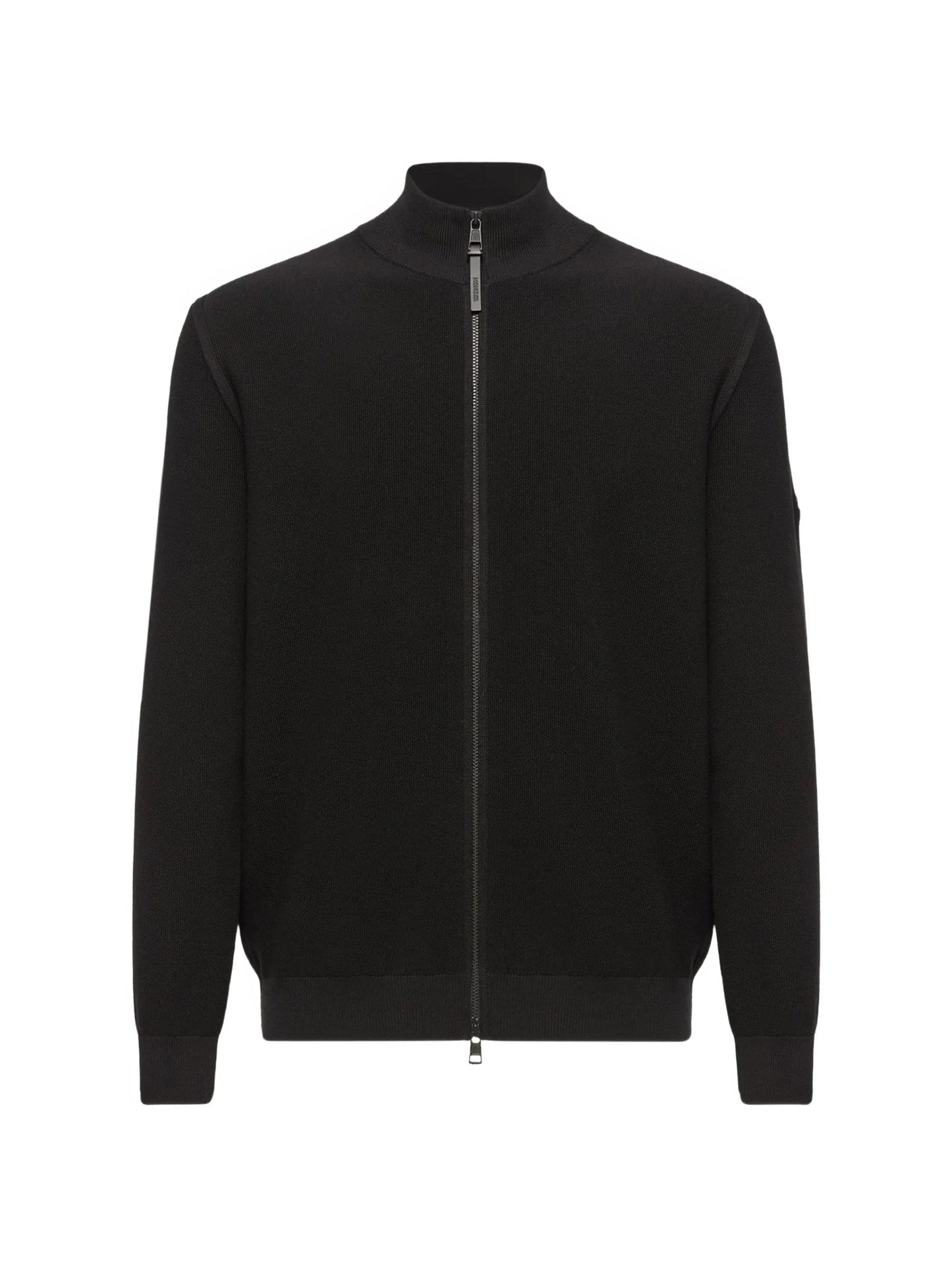 zip-up knitted sweater