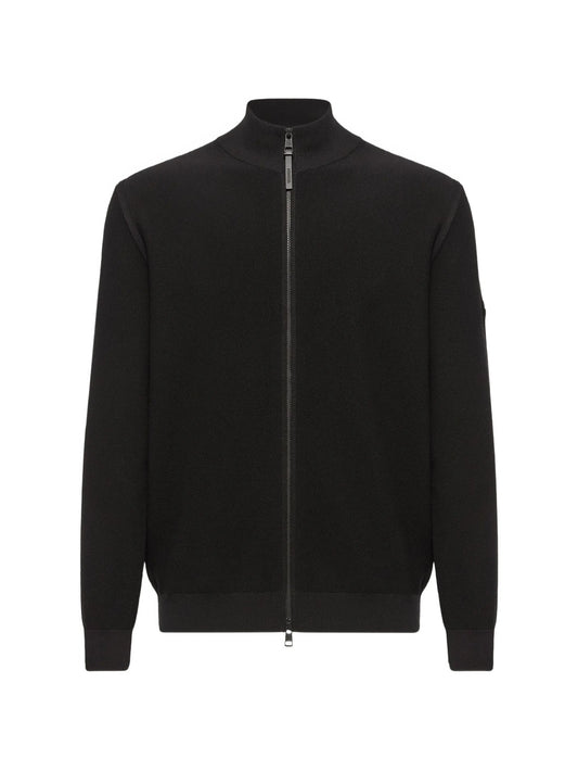 zip-up knitted sweater