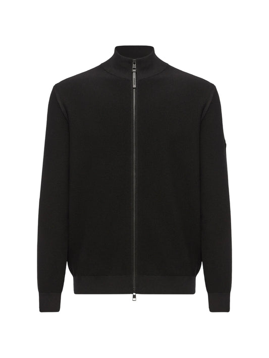 zip-up knitted sweater