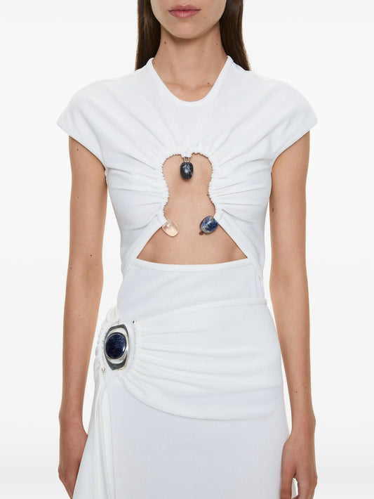 Hiero Crystal capped-design cut-out T-shirt