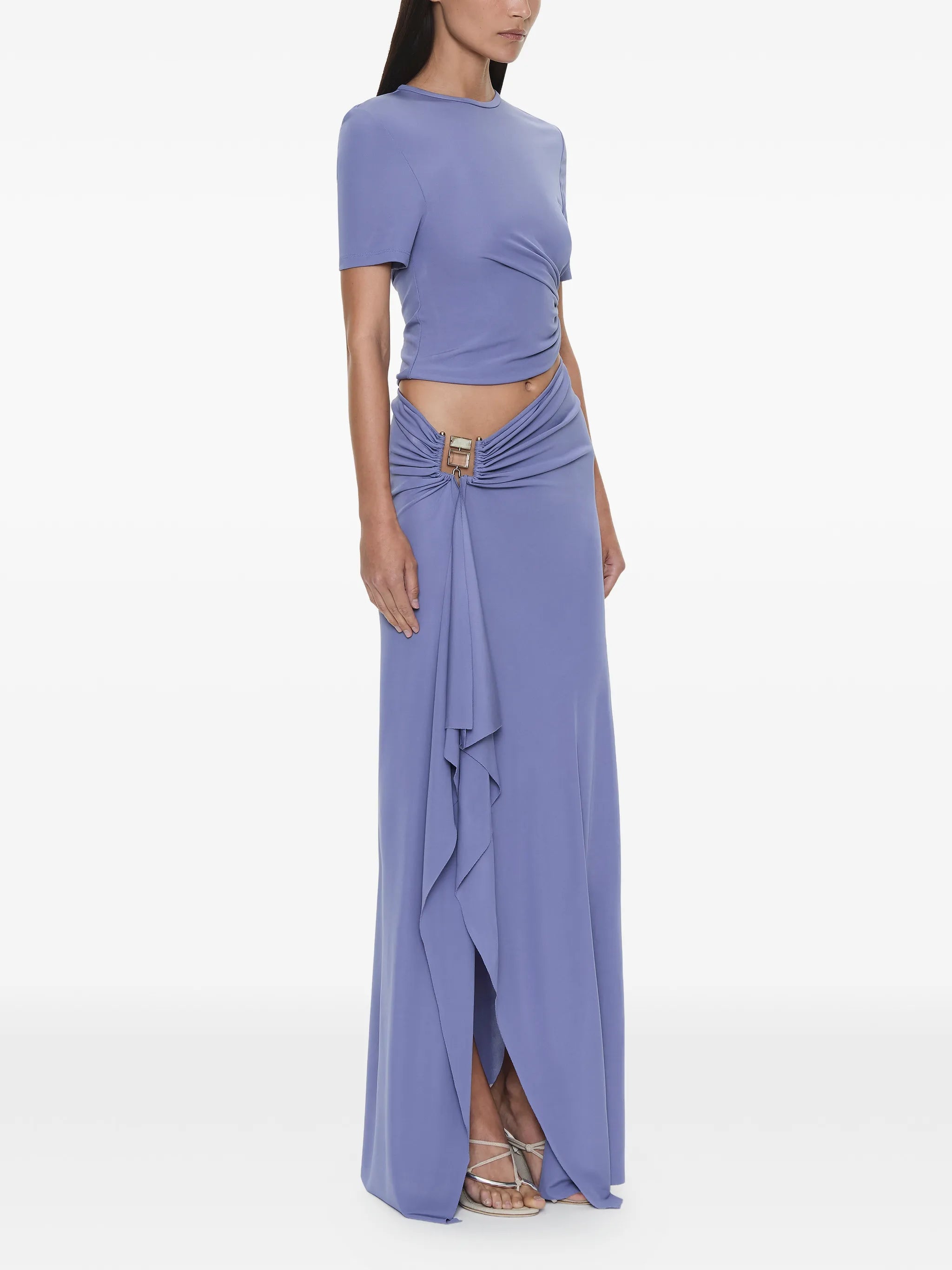 buckle cascade maxi skirt